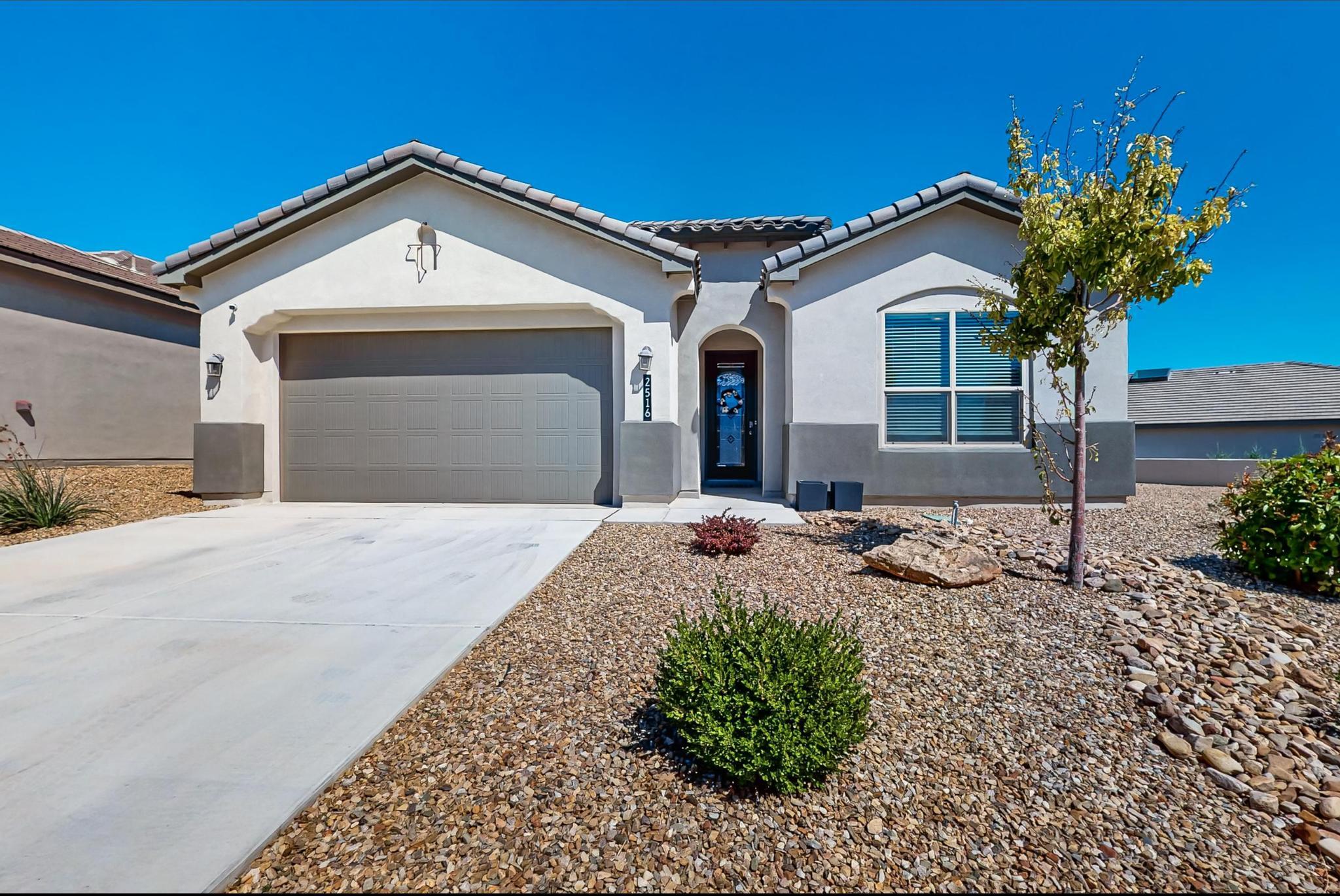 Welcome to this spacious open floorplan with PAID Solar Panels!  This comfortable home features 4 bedrooms and 2 baths.  The master suite is complete with double sinks, separate shower, and a spacious walk-in closet.  The bright kitchen includes stainless steel appliances, granite countertops, and a large island with seating space.   Bring your indoor living outdoors with the 3-panel sliding glass door to enjoy the covered patio and landscaped backyard.  Mariposa's private community  offers indoor and outdoor pools, fitness room and paved walking trails. Convenient access to I-25.  Great location for Santa Fe and Los Alamos commuters.