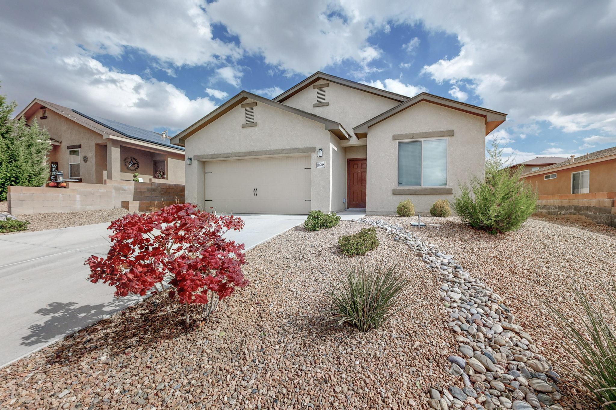 Discover your dream home in Albuquerque's vibrant northwest! This charming 3-bedroom, 2-bathroom house is a true gem, ready to welcome you with open arms. Step inside to find new carpets underfoot and a separate dining area perfect for hosting memorable gatherings. The spacious kitchen will inspire your inner chef, while the primary bedroom boasts a large walk-in closet fit. Unwind in the primary bathroom, featuring a separate shower and tub for ultimate relaxation. Outside, a xeriscaped backyard offers low-maintenance beauty, enclosed by privacy walls for your own personal oasis. With its move-in ready condition, this home is like a perfectly wrapped gift!