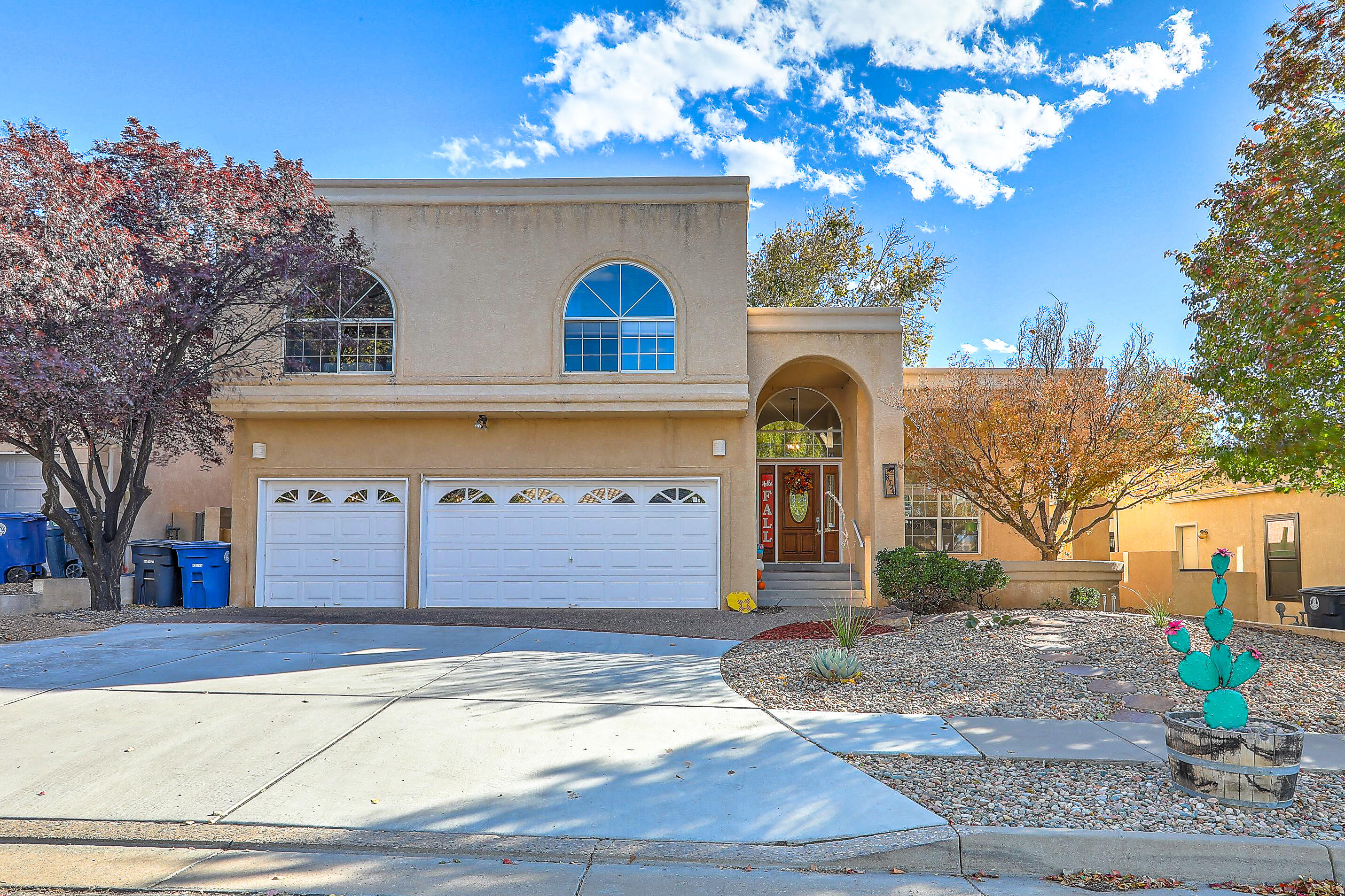 Nestled in sought-after Vineyard Estates within the La Cueva School District, this spacious 4-bedroom, 3-bathroom home offers comfort, location and style. Positioned at the top of the community, it is surrounded by mature trees and beautifully landscaped yards. The home features an open floorplan. Including two generous living areas divided by the kitchen, breakfast nook, and dining area, making it perfect for gatherings. Enjoy the outdoor space with a large covered patio, grill counter, and a spacious backyard. Upstairs, find a spacious primary suite with an enormous walk-in closet. The three additional bedrooms are large as well, two with mountain views. There is also an office that could be used as a bedroom. This home will not last long, call today to schedule your private showing!