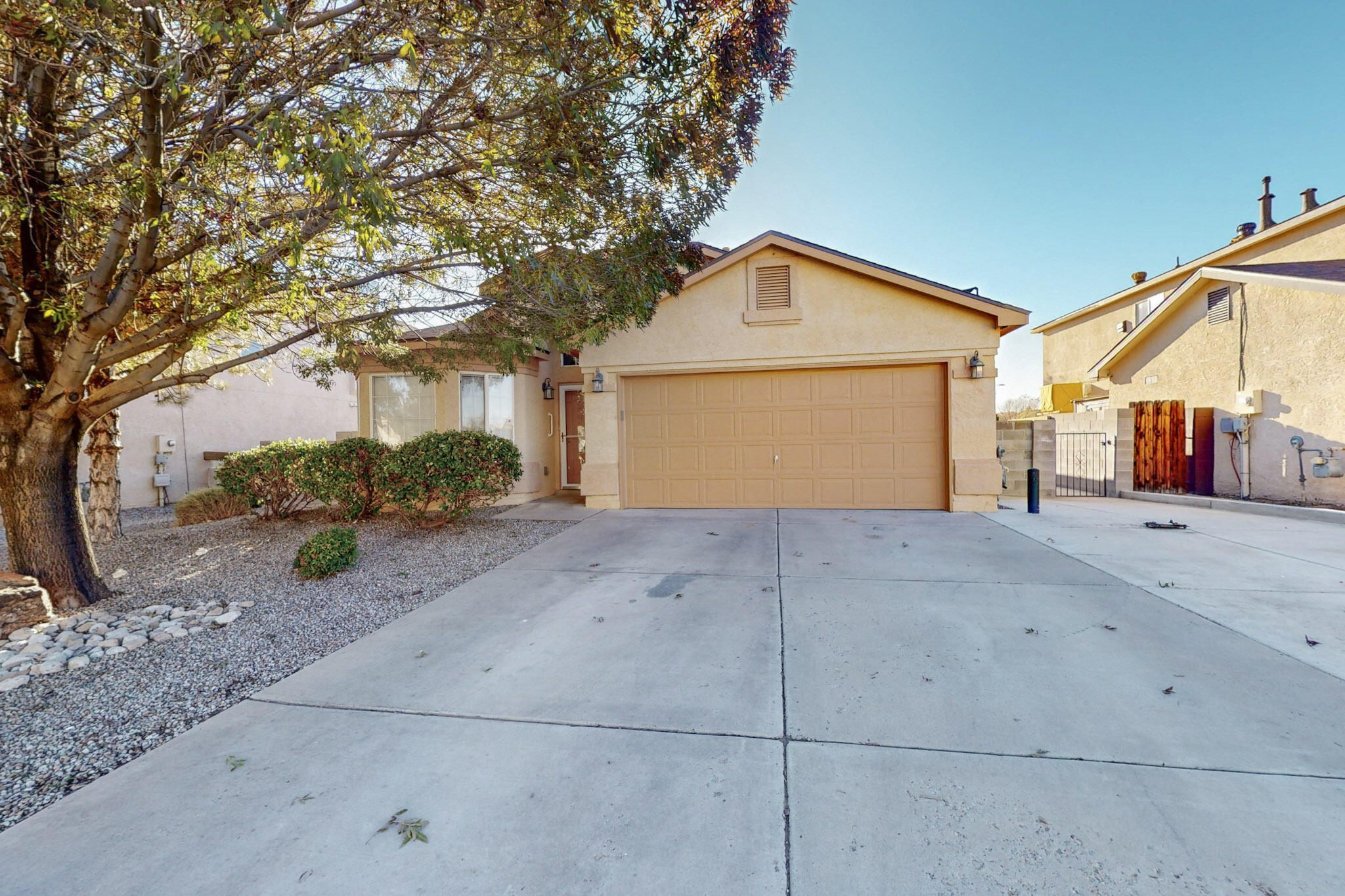 This lovely home offers vaulted ceilings that create an open and airy atmosphere and hard surface flooring throughout, perfect for modern living. The thoughtfully designed floor plan includes a separate master bedroom suite, ensuring privacy and comfort. Entertain with ease in the formal living and dining rooms, or enjoy casual moments in the cozy den and breakfast nook.  Nestled in a beautiful neighborhood, the home boasts a backyard with a large patio, storage building, and ready for your creative touch, while the HOA takes care of the front yard, making maintenance a breeze.  Ideally located near parks and walking paths, this home is just minutes from vibrant entertainment, shopping, and dining options. A perfect blend of elegance, convenience, and potential awaits!