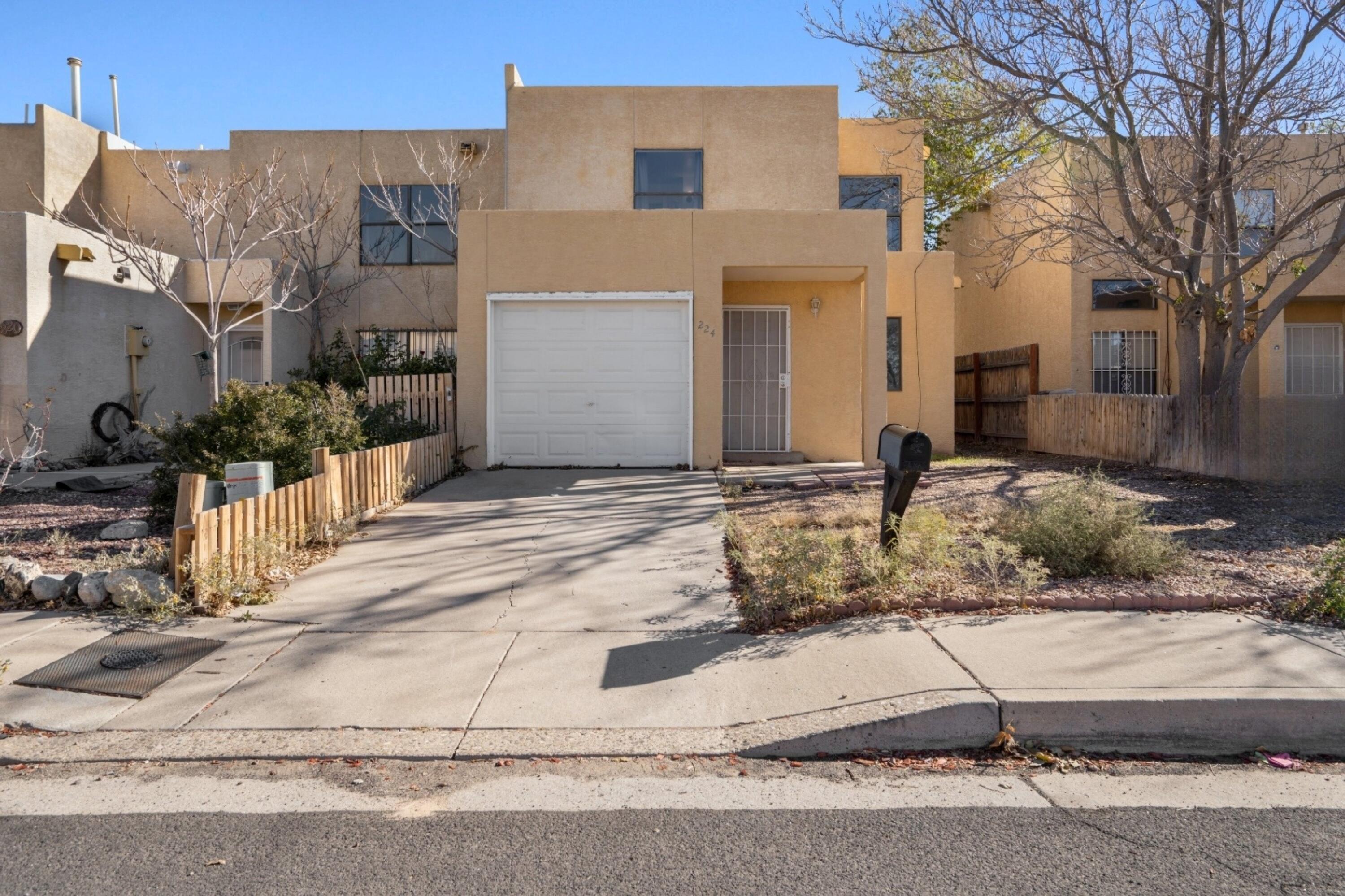 Welcome to the charming townhouse in a lovely neighborhood close to Sandia National Labs, Kirtland Air Force Base, Sandia Foothills, the Science and Technology Park, and the National Museum of Nuclear Science & History. The location provides access to both Interstate 40 and U.S. Route 66. The area is surrounded by a wealth of entertainment and shopping options. The house has two and half bathrooms and three bedrooms. In 2023, a new refrigerated cooler was installed to replace the swamp cooler. Quartz countertops in kitchens and bathrooms. The refrigerator, dryer, washer, stove, and dishwasher are among the appliances that will be conveyed.