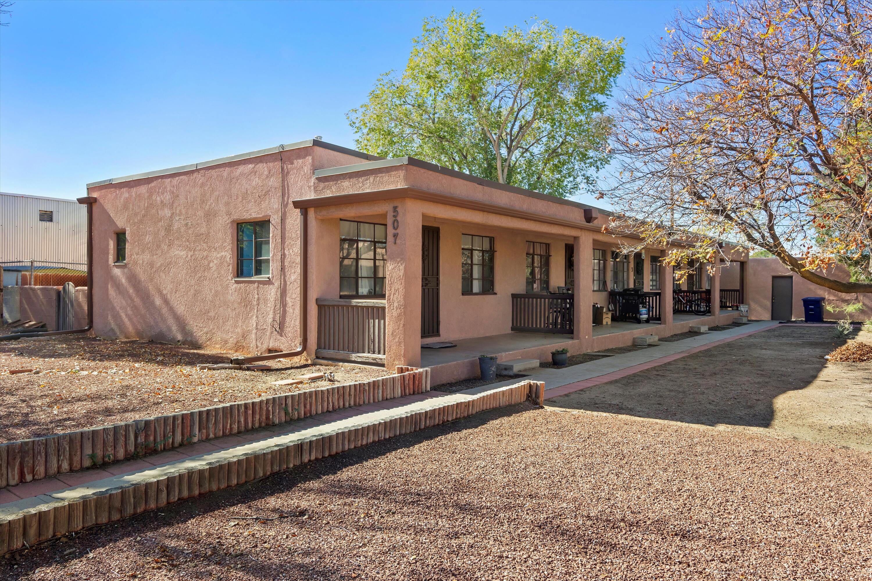 Time is of the Essence. Great investment opportunity in the sought-after UNM/Nob Hill area! Each unit in this 4-plex is approximately 500 square feet, with its own single-car garage. A prime location with excellent rental potential--perfect for savvy investors! Water heaters replaced 2021, Roof new in 2018, Coolers about 4 years new. Fully rented. Shown with accepted offer. DO NOT ENTER PROPERTY OR DISTURB TENANTS.