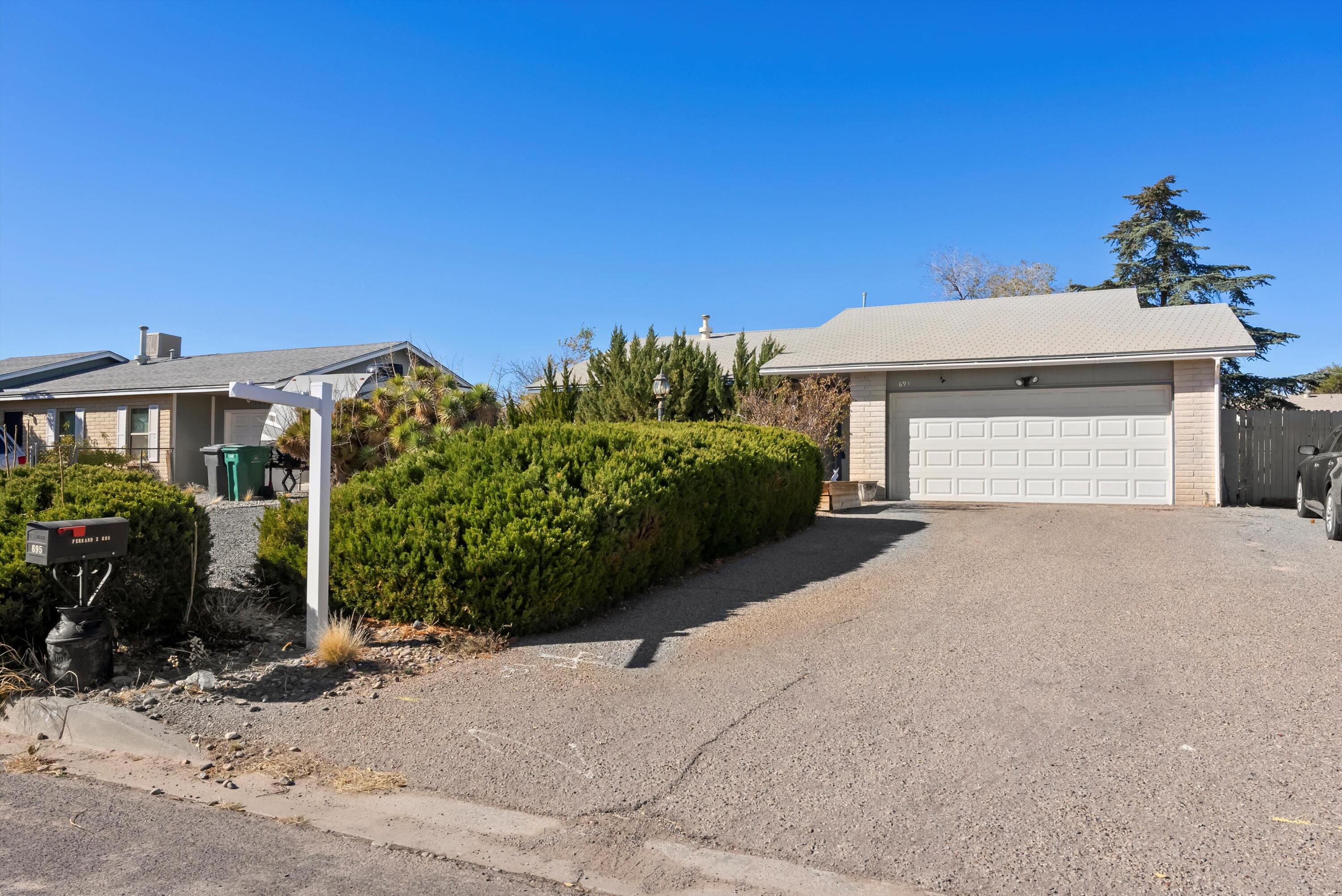 Nestled in the heart of Rio Rancho, this charming 3-bedroom, 2-bathroom home offers the perfect blend of comfort and functionality. The spacious layout includes a bright sunroom with a cozy pellet stove, ideal for enjoying year-round warmth and relaxation. The 2-car garage provides ample storage and parking, while the large backyard is perfect for outdoor entertaining, gardening, or simply soaking up New Mexico's stunning sunsets. This inviting property is a must-see for anyone looking to enjoy the serene beauty and vibrant lifestyle of Rio Rancho!