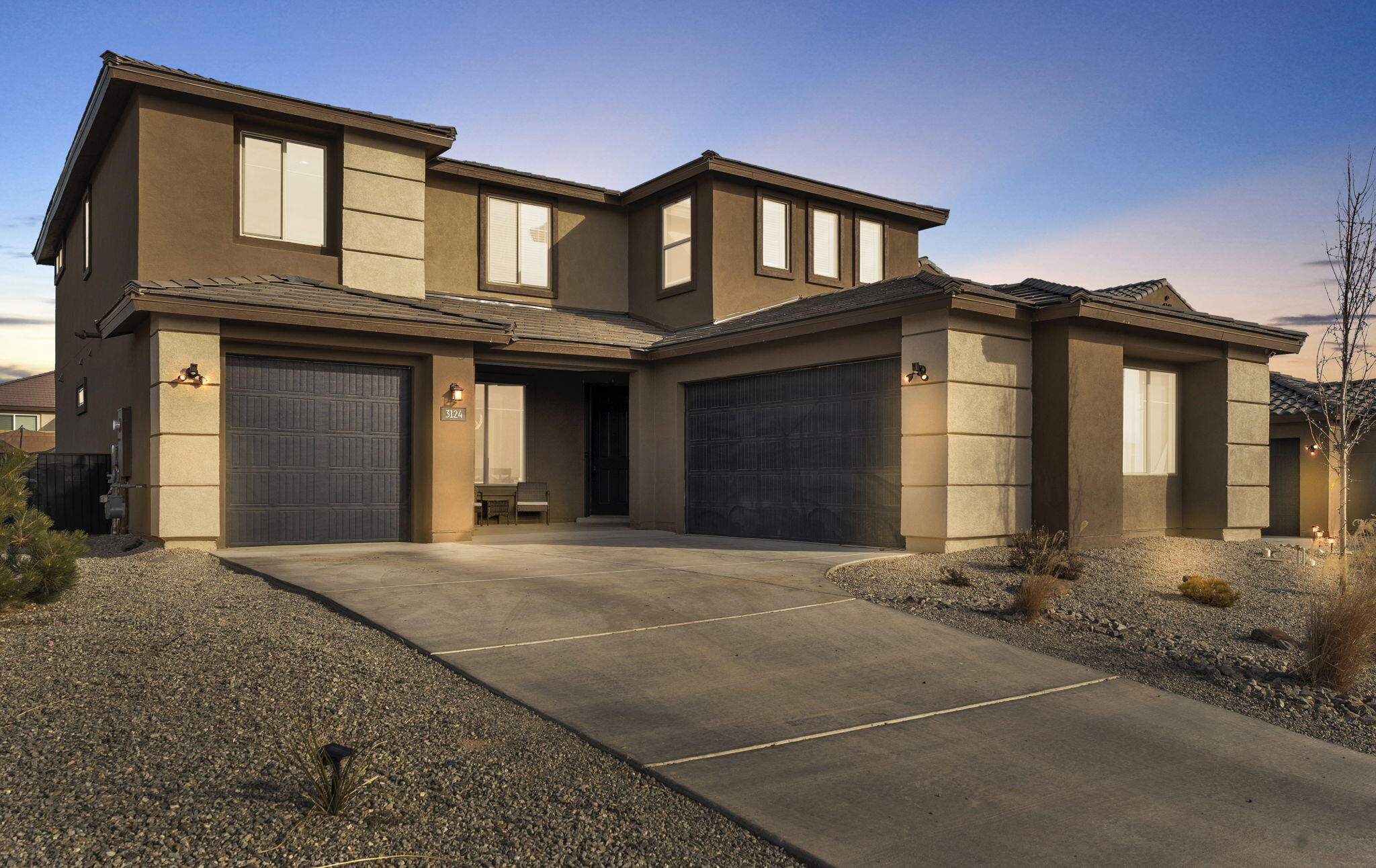 This stunning 2023 build is a two-story residence featuring 4 spacious bedrooms and 3 modern bathrooms. The design on the main floor seamlessly blends the living, dining, and kitchen areas, creating an ideal space for entertaining. Upstairs, you'll find a master suite with a private bath and walk-in closet, along with 3 additional bedrooms that offer ample space for family or guests. Step outside to your beautifully landscaped backyard, perfect for relaxing or hosting outdoor gatherings. The backyard is designed to be low-maintenance while providing a serene environment with lush greenery and a patio area.