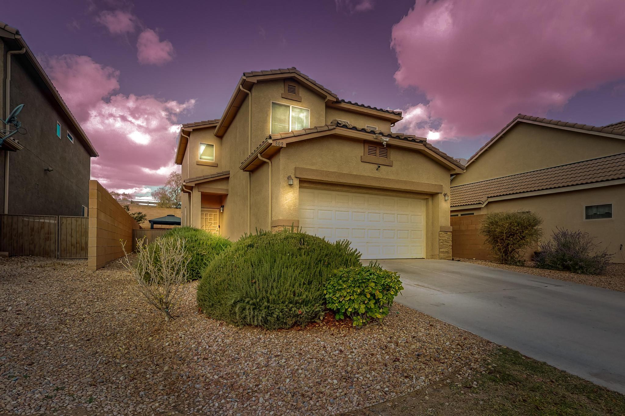 Welcome Home to this Bernalillo Beauty. This 3-bedroom 2.5 bath 2 car garage home offers open floor plan that boasts lots of natural light. The living room has laminate flooring throughout and the kitchen is open for entertaining. The laundry room is conveniently upstairs. The secondary bedrooms are nice sized and the primary suite is large with a nice size walk in closet, barn door, double sinks. The backyard is very private and has a cozy Pergola great for those beautiful fall evenings. There is side yard access for all your outdoor toys. The HOA takes care of the front yard landscaping and water. Enjoy the beautiful park, walking trails to the Bosque are close by. There is an easy commute to Santa Fe, Los Alamos and Albuquerque. The Rail Runner, shopping and restaurants are close by.