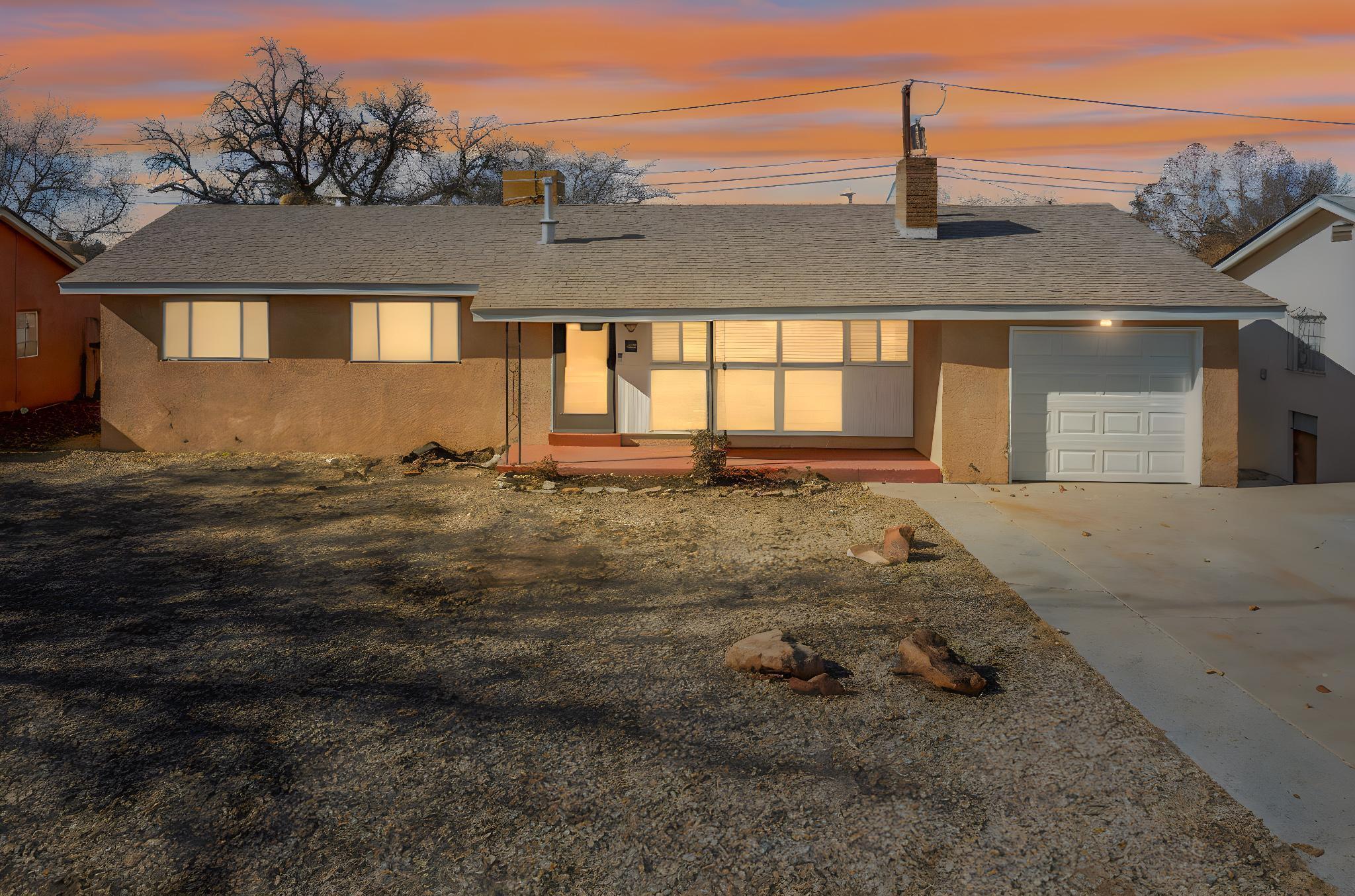 Located in the heart of Albuquerque Uptown, this single-level Mossman home combines timeless design with modern updates. Recent improvements include an updated electric panel, sewer line, and beautifully refinished hardwood floors.Inside, you'll find iconic tongue-and-groove ceilings, built-ins, and dual living spaces that balance functionality and charm. With three bedrooms, two bathrooms, and a seamless flow throughout, this home offers both comfort and style. Enjoy the perfect blend of midcentury character and modern convenience, all within minutes of Uptown's premier dining, shopping, and entertainment. photos virtually staged.