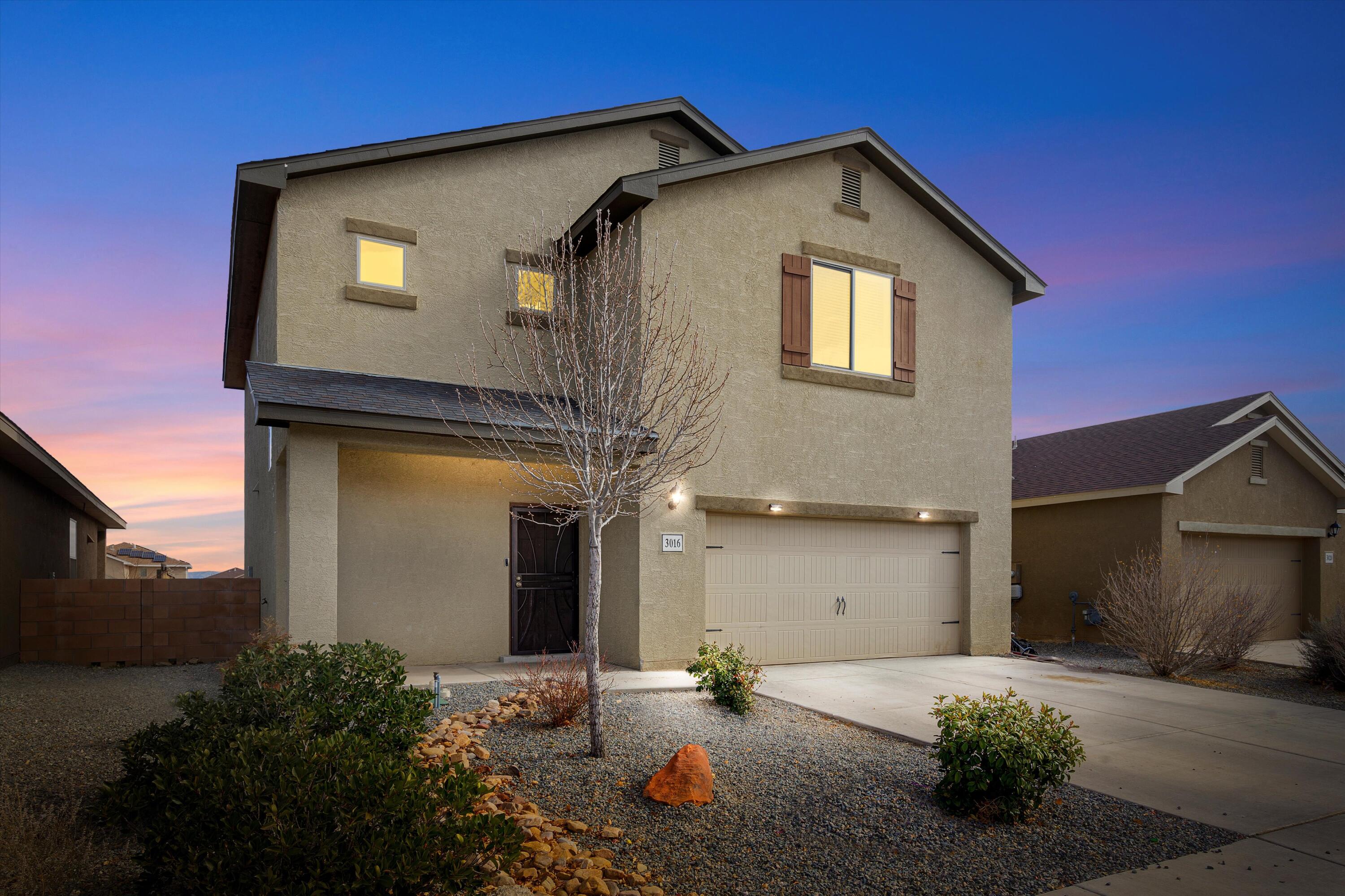 WELL KEPT, BLANK CANVAS READY FOR YOUR UNIQUE DESIGN INSIDE AND OUT! Nestled in a vibrant southwest Albuquerque community, this stunning two-story, 4-bedroom, 2.5-bathroom home offers more than just space--it promises a lifestyle. Sunlight floods the open floor plan, where tile floors create a cool, inviting atmosphere on the lower level. Enjoy cooking in a kitchen designed for connection, complete with a bar, pantry, and a view into the living area. Upstairs, carpeted bedrooms provide cozy retreats, while the master suite boasts double sinks, a soaking tub, and a walk-in closet. Step outside to your expansive backyard, perfect for gatherings under the desert sky. Don't wait--make this Southwest gem yours today!