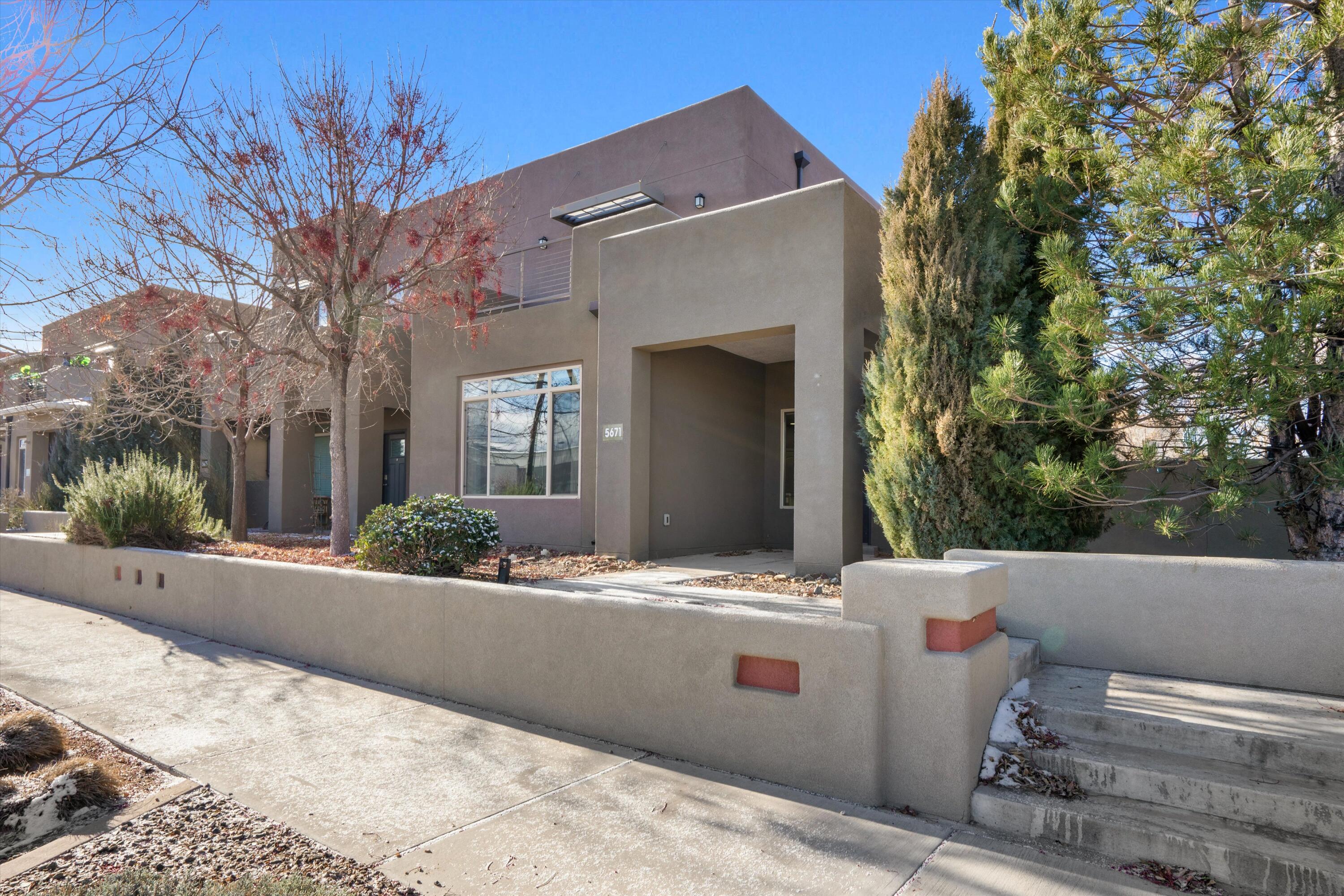 Welcome to this modern and spacious townhouse located in the vibrant Mesa Del Sol community. This 3-bedroom, with possible 4 or office space, 2.5-bathroom home offers a contemporary living space. The open concept main floor features a sleek kitchen, a cozy living area, and a private patio perfect for entertaining. The primary bedroom boasts a private deck, ideal for relaxing. Additional features include an attached 2-car garage, forced air heating, central air conditioning, and convenient proximity to Netflix Studios and nearby schools. Experience comfortable and stylish living in this prime Albuquerque location!