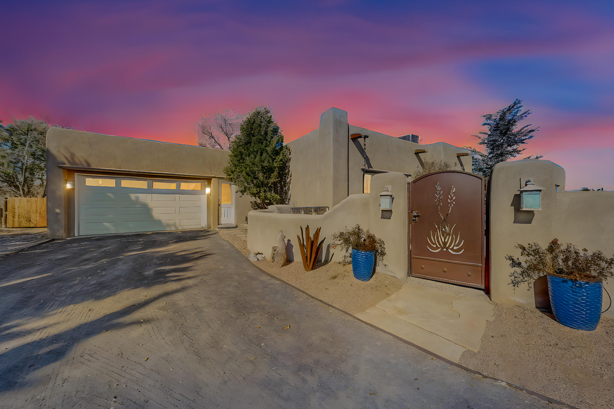 Discover the quintessential Corrales lifestyle at 125 Martha Court, a fully updated 3-bedroom, 2.5-bathroom home with a potential office or flex space. Perfectly situated on a peaceful 0.8-acre lot in a tranquil cul-de-sac, this property offers the best of both worlds: serene living with convenient access to Albuquerque and RioRancho. The open floor plan and thoughtfully designed indoor and outdoor spaces make it an entertainer's dream, while the expansive lot provides endless possibilities for customization and enjoyment, including equestrian use.The home boasts countless upgrades that enhance its charm and functionality. Highlights include Anderson windows, granite and quartz countertops, Santa Fe-finished walls, and soaring beam ceilings. The gourmet kitchen