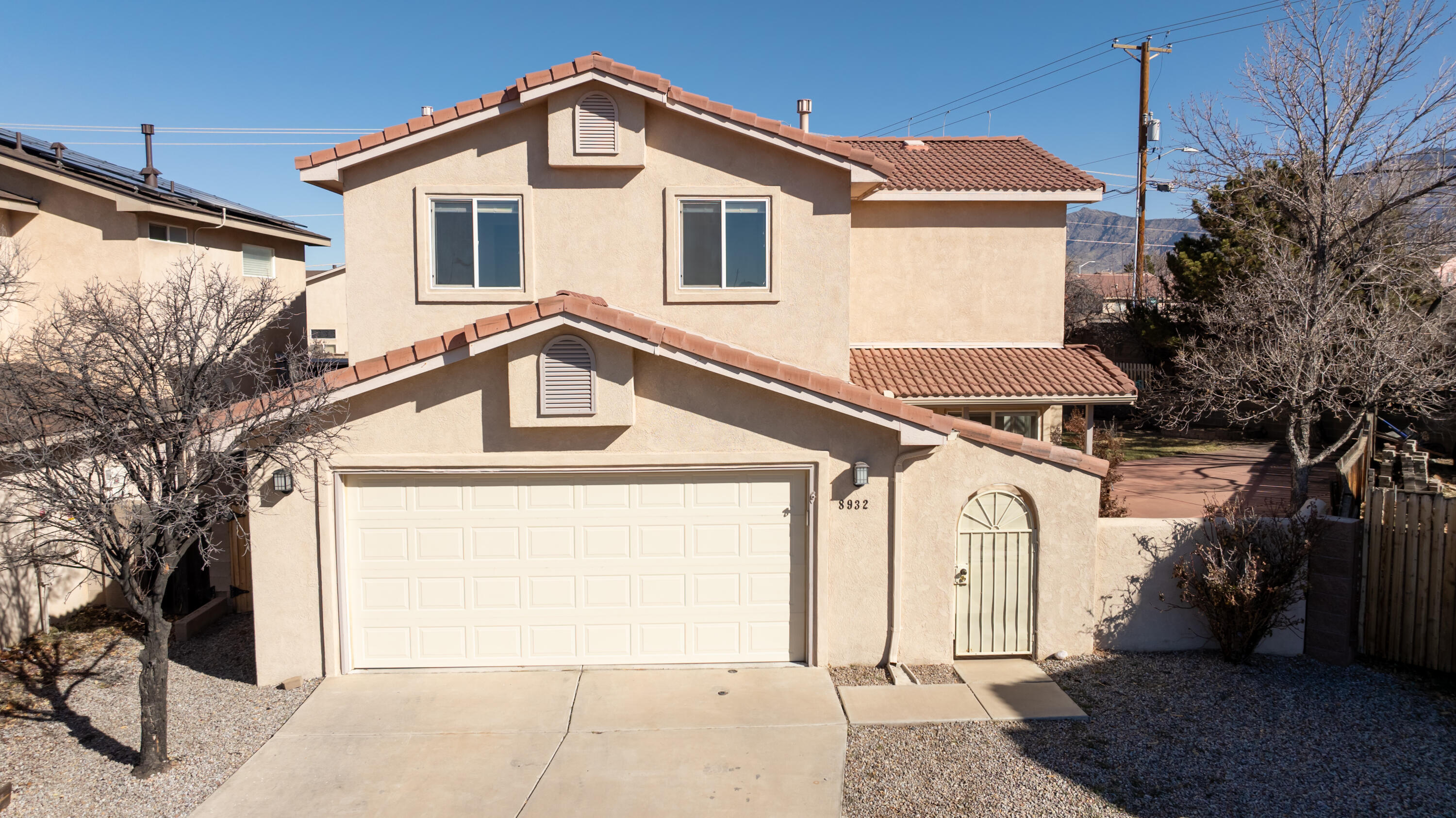 Lovely home located in desirable La Cueva High School district. Open and spacious floor plan with incredible, fully landscaped yards. Room to roam in this backyard with grass, trees, concrete pad, shed and gardening area. Front gated entry provides a little extra privacy too. The spacious primary bedroom has two closets, full bathroom, access to the backyard and is located on the main level. Three additional bedrooms, a full bathroom and linen closet are located on the second level. Enjoy the open kitchen into the dining area, separate laundry room and great room on the main level. Easy maintenance flooring on the main level with a tile/vinyl combination. A two car, slightly oversized, garage is finished and has an insulated door. Call your Broker for a private showing!