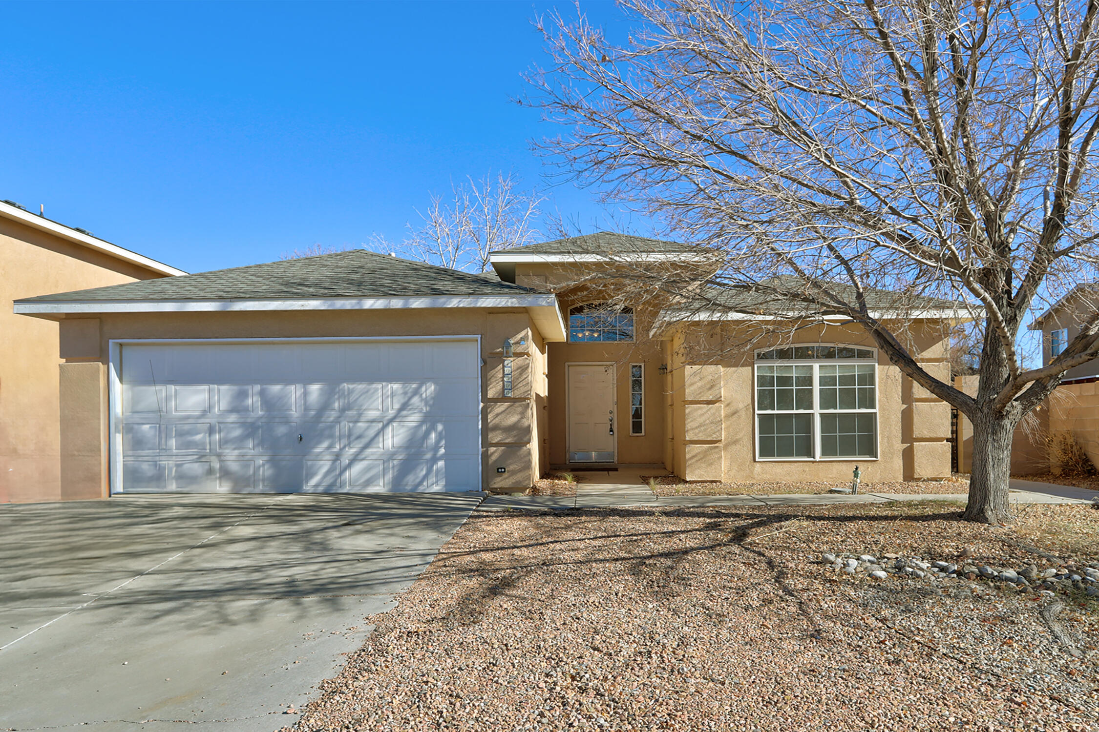 Step into this spacious single-story home in a sought-after NW Albuquerque neighborhood, where endless potential awaits. This home is ready for your personal touch, offering three bedrooms, two full bathrooms, and a versatile bonus room perfect for a fourth bedroom, office, or creative space. The grand living areas, featuring high ceilings, create an open, airy feel ideal for relaxation and entertaining. The kitchen is generously sized and ready for your vision, while the private backyard offers plenty of room for outdoor enjoyment. Community amenities include a pool, nearby trails, and more. Schedule your showing today and make this home your own!