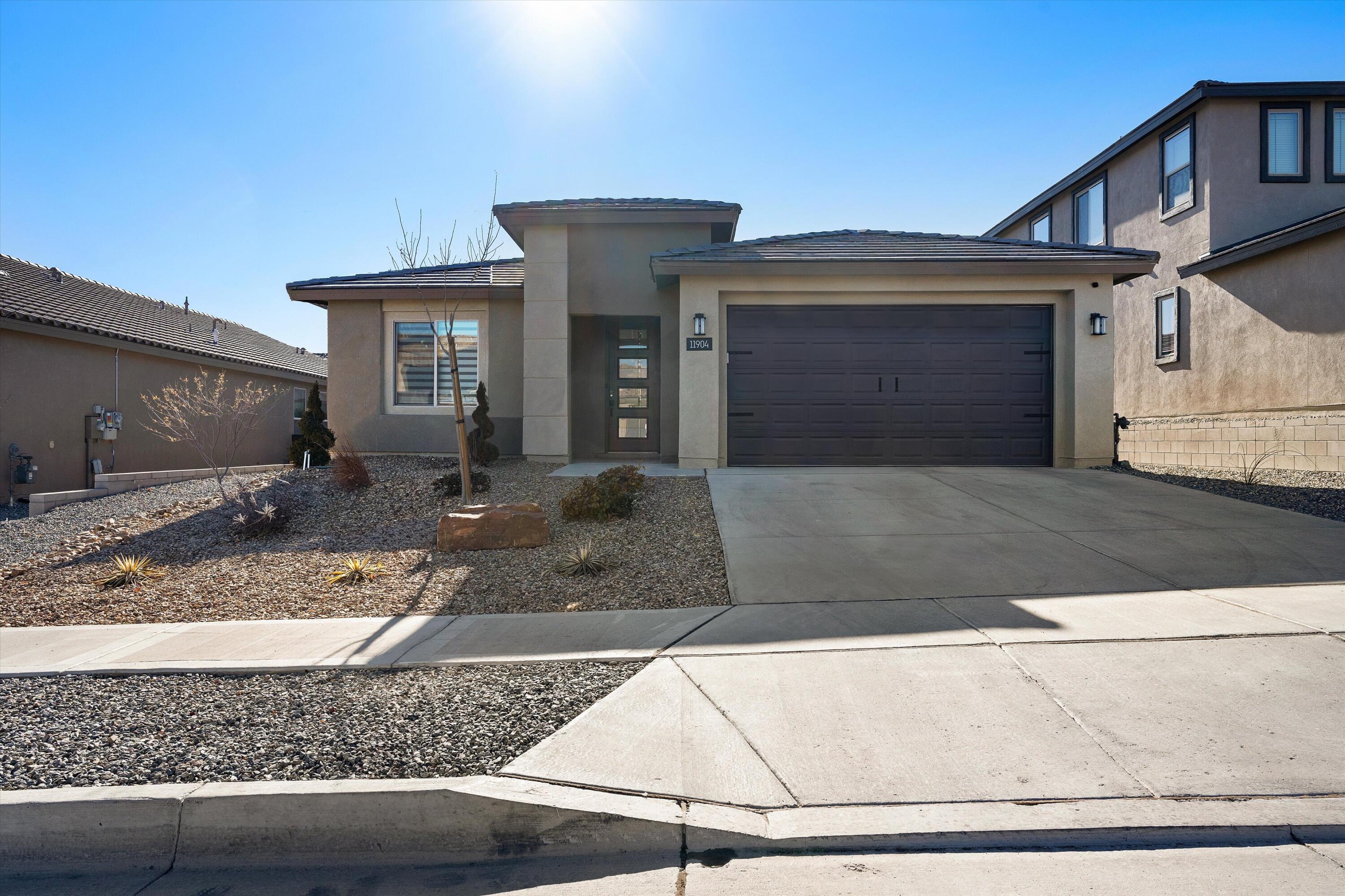 Magnificent Manzanita Model by Pulte Homes-Built in 2023! Rare beauty located inside the gated Inspiration community. This home offers a modern open-concept layout with neutral colors throughout. thoughtfully designed w/luxury finishes, this home is TURNKEY ready. Spacious Open Floor Plan- ideal for entertaining & Everday living. Quartz counters & Large Kitchen island- chef's dream-culinary enthusiasts. Luxury plank wood-like flooring & 8 ft doors enhancing upscale feel! Office/study w/ glass doors -perfect for working at home. Flex Room/Den & 2nd living area-endless possibilities. Bay window & honeycomb blinds. Walk in closet, Berber carpet, raised countertops in bathroom -modern convenience. Tankless water heater, instant hot! pre plumbed for sink/dog shower. 220V & Tesla package