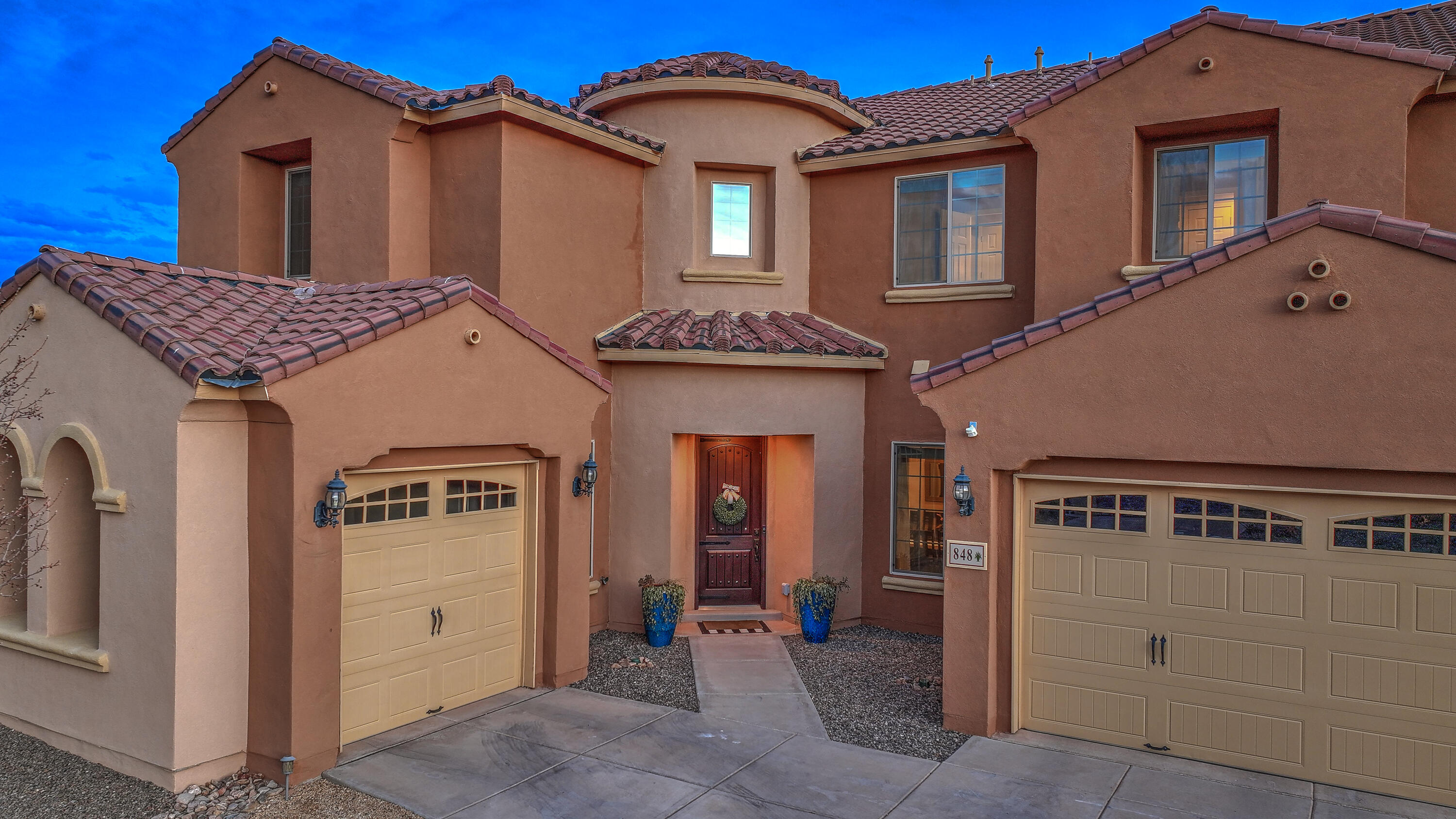 Enjoy space, luxury, and exquisite mountain views in Loma Colorado's gated neighborhood, Tres Colinas.  Upon arrival you will notice two-toned synthetic stucco, and 2 separate epoxied garages.  Then walk into a circular entry room with tile accents, soaring 20ft ceilings in the great room, 10ft ceilings downstairs w 8ft doors, & 2nd primary suite.  The kitchen has white granite countertops, custom pullout cabinets, a large island that will seat 6, two pantries, and loads of storage.  Excellent mountain view from the kitchen.  No pets have lived here.  Upstairs features 2 lofts, 4 big bedrooms w walk in closets, & walk through laundry room.  The balcony off the master has synthetic decking.   Agreeable gray satin interior paint (2021).  The backyard is fully landscaped.