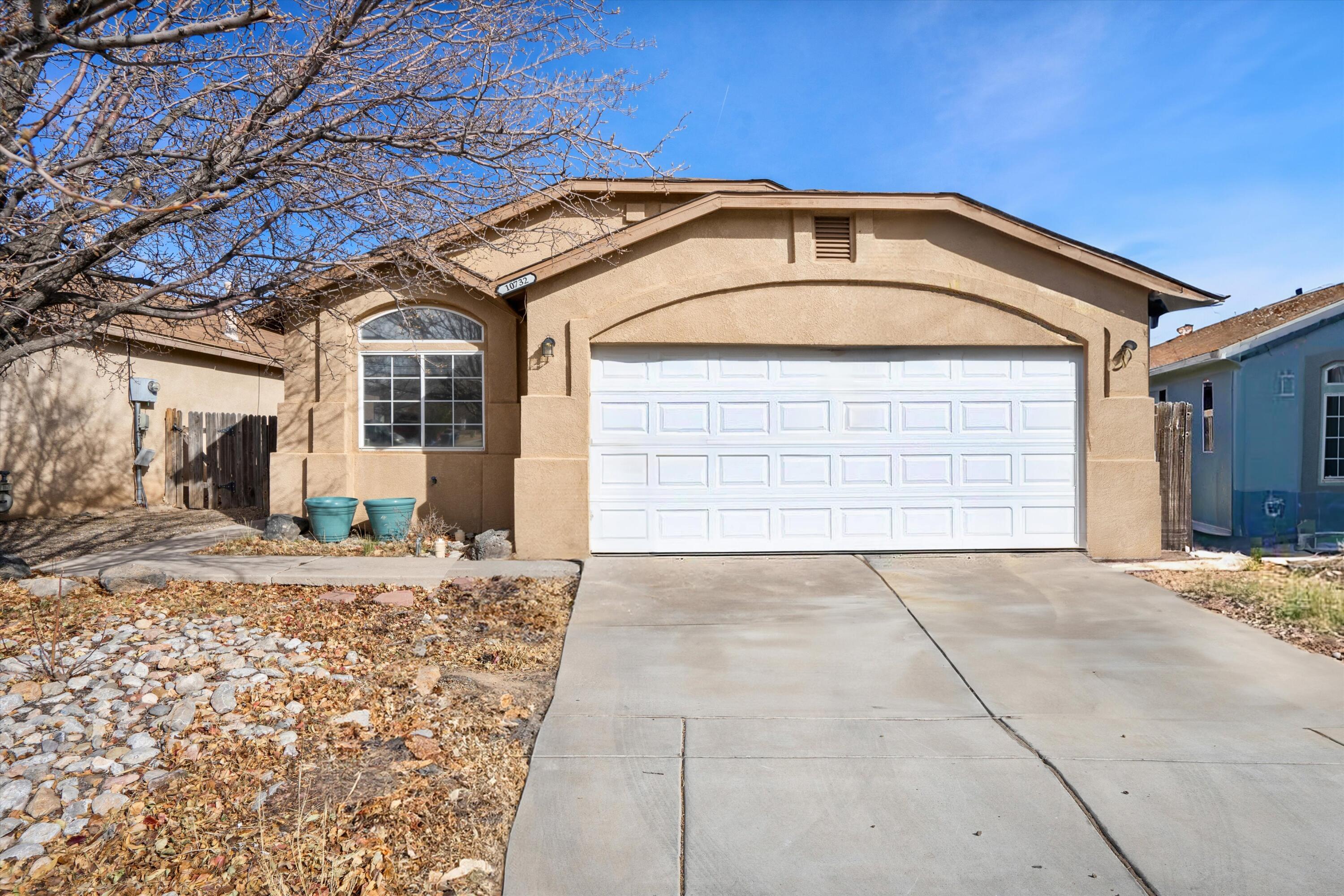 This stunning home features 3 bedrooms, a bonus room, and 2 bathrooms. Designed with soaring ceilings and elegant arched entryways highlight the spacious open floor plan. The kitchen boasts with stainless steel appliances, brushed nickel hardware & fixtures, and a seamless view of both living areas--ideal for entertaining. With a fresh, modern design and a prime location, this home won't last long. Enjoy being only 15 minutes from Balloon Fiesta park, two new strip malls, and a short distance to breweries, restaurants, and coffee shops. Schedule your showing today!