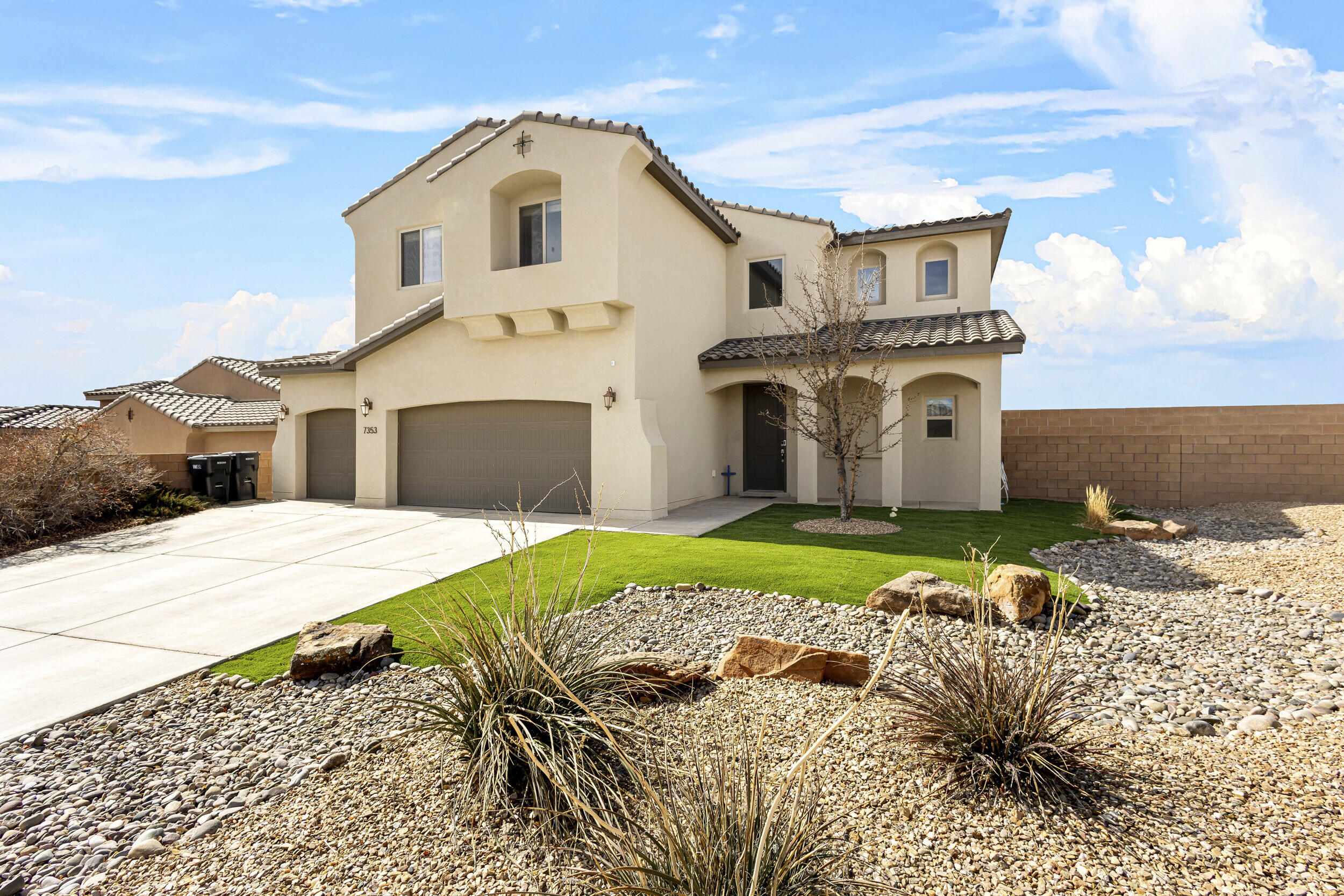 This stunning pool home in the highly desired Lomas Encentada subdivision is packed with high-end builder upgrades and features brand-new paint throughout! With 4 bedrooms, 3 baths, and a main-floor master suite, this home offers an 8-ft entry door, soaring 2-story vestibule, and spacious living room. The kitchen boasts quartz countertops, upgraded cabinetry, and superior flooring.Enjoy a fully landscaped front and back yard, plus a self-cleaning 20x40 UV pool with an electric cover for year-round ease. Relax under the gazebo, covered patio, or by the fire pit. The 3-car garage includes an oversized storage area, and this home is ran off of a fully paid Tesla solar system saves over $300/month! A natural gas hookup makes grilling effortless. This incredible home won't last long!