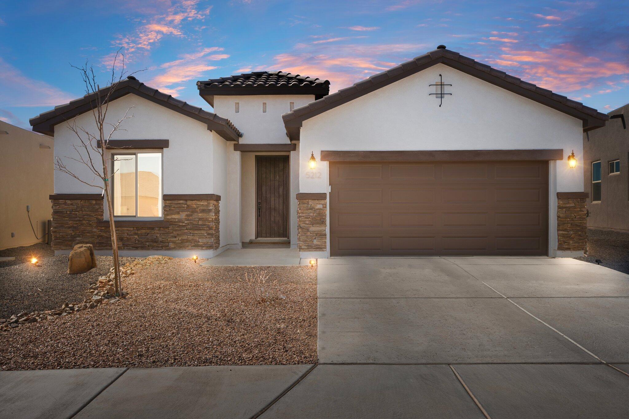 Stunning 4-bedroom, 2-bath Hakes Brothers home in the desirable Lomas Encantadas community. Built in 2022, this Tuscan-inspired beauty boasts a spacious open-concept layout filled with natural light, creating a warm and inviting atmosphere. The modern interior features 8' doors, upgraded light fixtures, and high-end finishes throughout. Enjoy outdoor living on the extended patio and the low-maintenance backyard with turf, rock, and a drip system which ensures effortless keep-up. The garage is finished and epoxied. Tankless water heater, and a smart thermostat enhance convenience. Plus, with a HERS score of