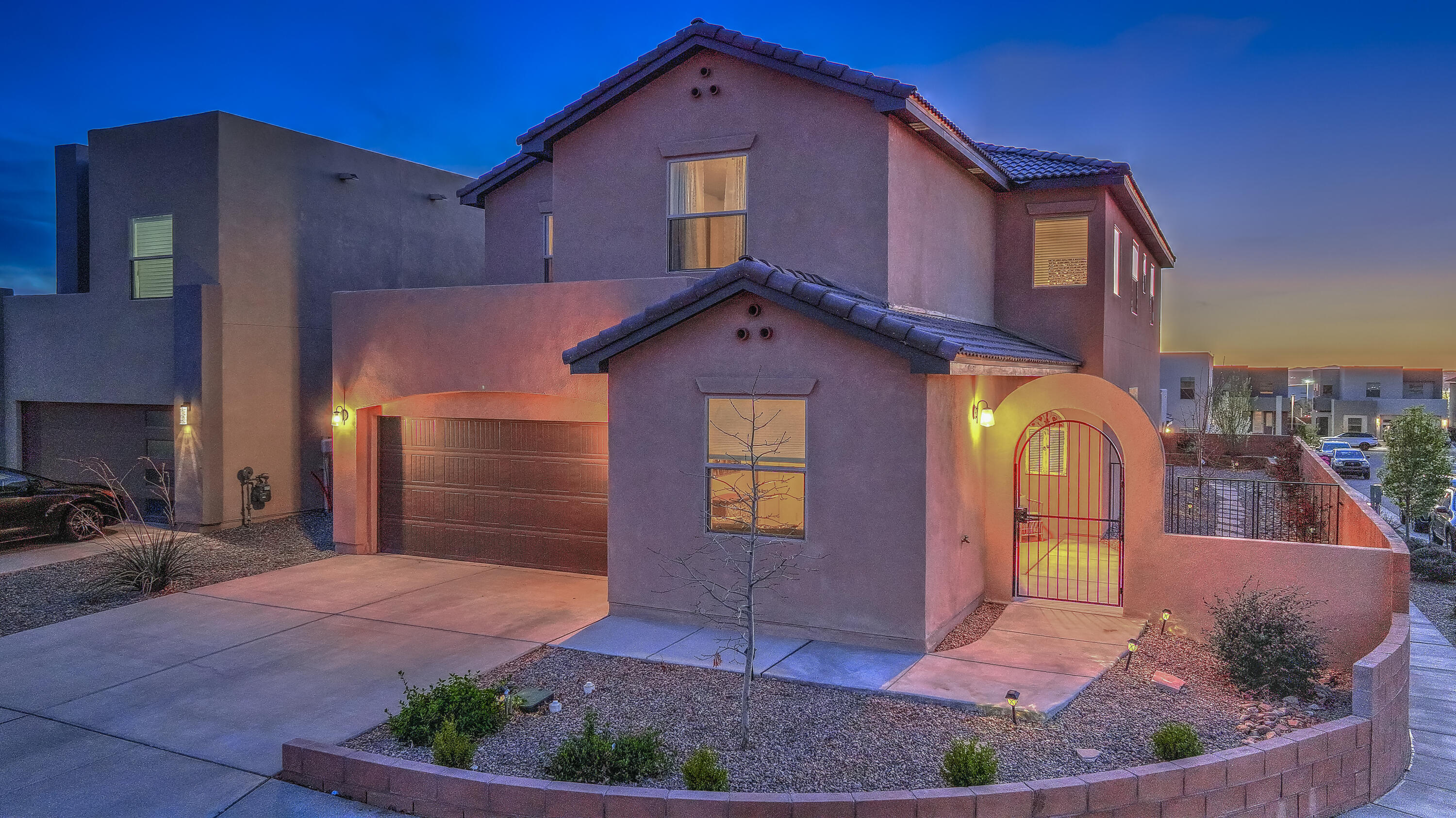 Luxurious Stillbrooke in gated Sevano Pl. is one not to miss. No expense was spared w/upgrades galore adding a modern flare throughout on a premium corner lot. The versatile floor plan offers space perfect for multi-gen living w/downstairs ensuite w/full guest bath, plus additional bedroom or home office. Chef's dream kitchen is delightful - a pantry to envy, quartz countertops, over sized island perfect for baking & entertaining, GE Monogram 6 burner gas cooktop w/pot filler for modern convenience & a ceramic apron sink for those large pots. Continue upstairs to amble loft w/views, upper laundry, two more bedrooms and a gorgeous owner suite w/view deck & spa-like bath. I25, access, close to restaurants, stores & Domingo Baca Park/Community Ctr., location couldn't be better.