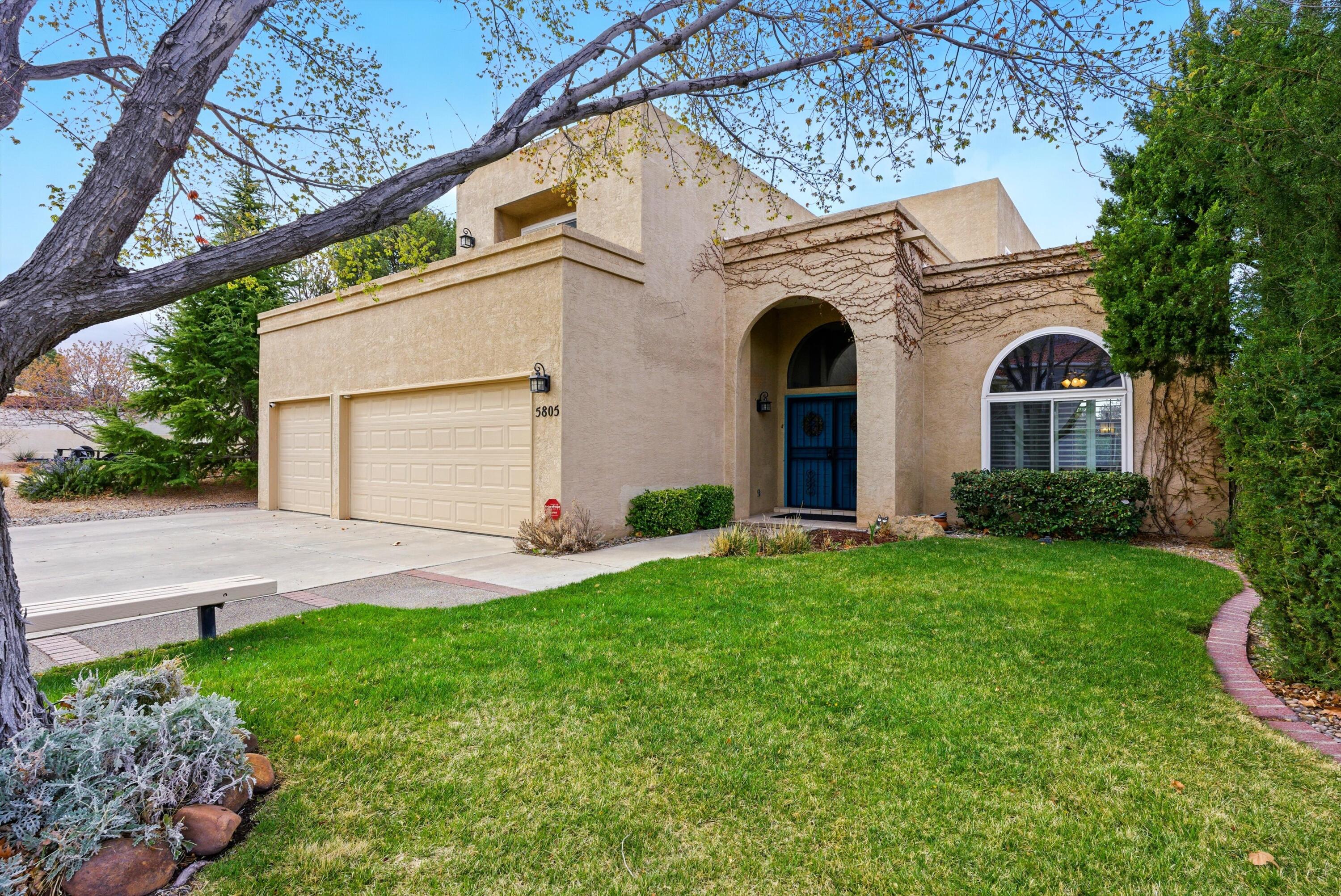 Welcome Home! To this spacious, stunning Canyon Run neighborhood in Sandia High District. Discover this beautifully updated 5 bed, 3 bath home w/3000 sq ft of thoughtfully designed living space! This 2-story gem offers both comfort and style! Newer flooring, an elegant remodeled kitchen w/granite countertops, custom cabinets, backsplash, stainless steel appliances-a true chef's dream! Master suite is a serene retreat, boasting fully remodeled bath, custom shower, freestanding tub, dual vanity. High efficiency 2-stage furnace, AC, 50 gallon water heater, water softener, high efficiency vinyl windows, newer garage door openers, washer/dryer will convey! Beautifully landscaped yards. Modern updates with unbeatable location! Don't miss your chance!