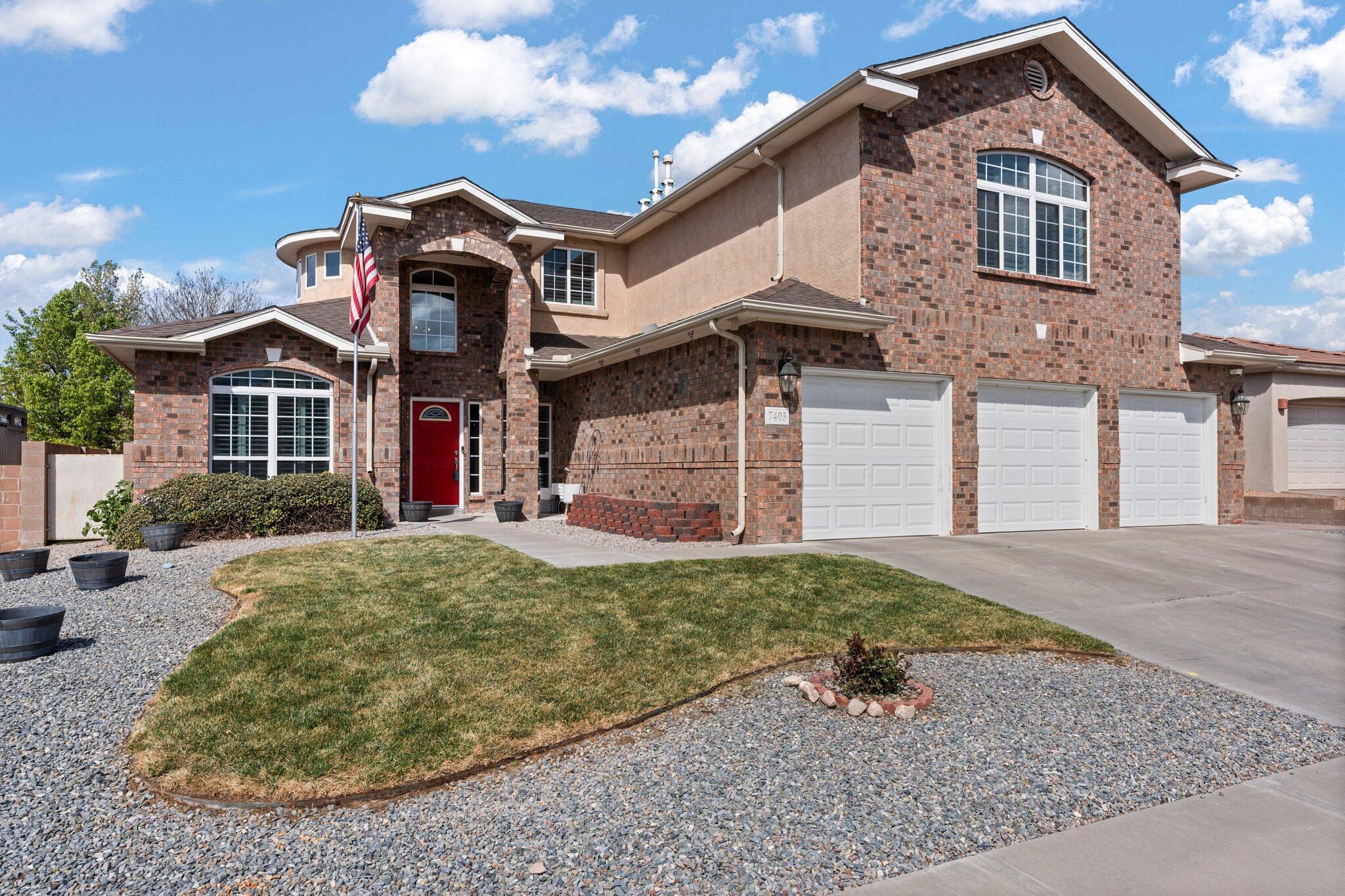 Don't miss this opportunity in the sought-after Quintessence neighborhood / La Cueva School District. This spacious and versatile home offers a flexible layout with two owner's suites- one located on the main floor,-and another upstairs alongside two additional bedrooms. The main level also includes a dedicated office and a welcoming great room. The family room features a cozy gas fireplace and flows into a formal dining space and a well-appointed kitchen with granite countertops, stainless steel appliances, a bright breakfast nook, and a walk-in pantry--ideal for both everyday living and entertaining. Upstairs, enjoy stunning mountain views from the bedrooms. The home has no carpet--beautiful wood and tile flooring, AND Paid Off Solar! Wow!
