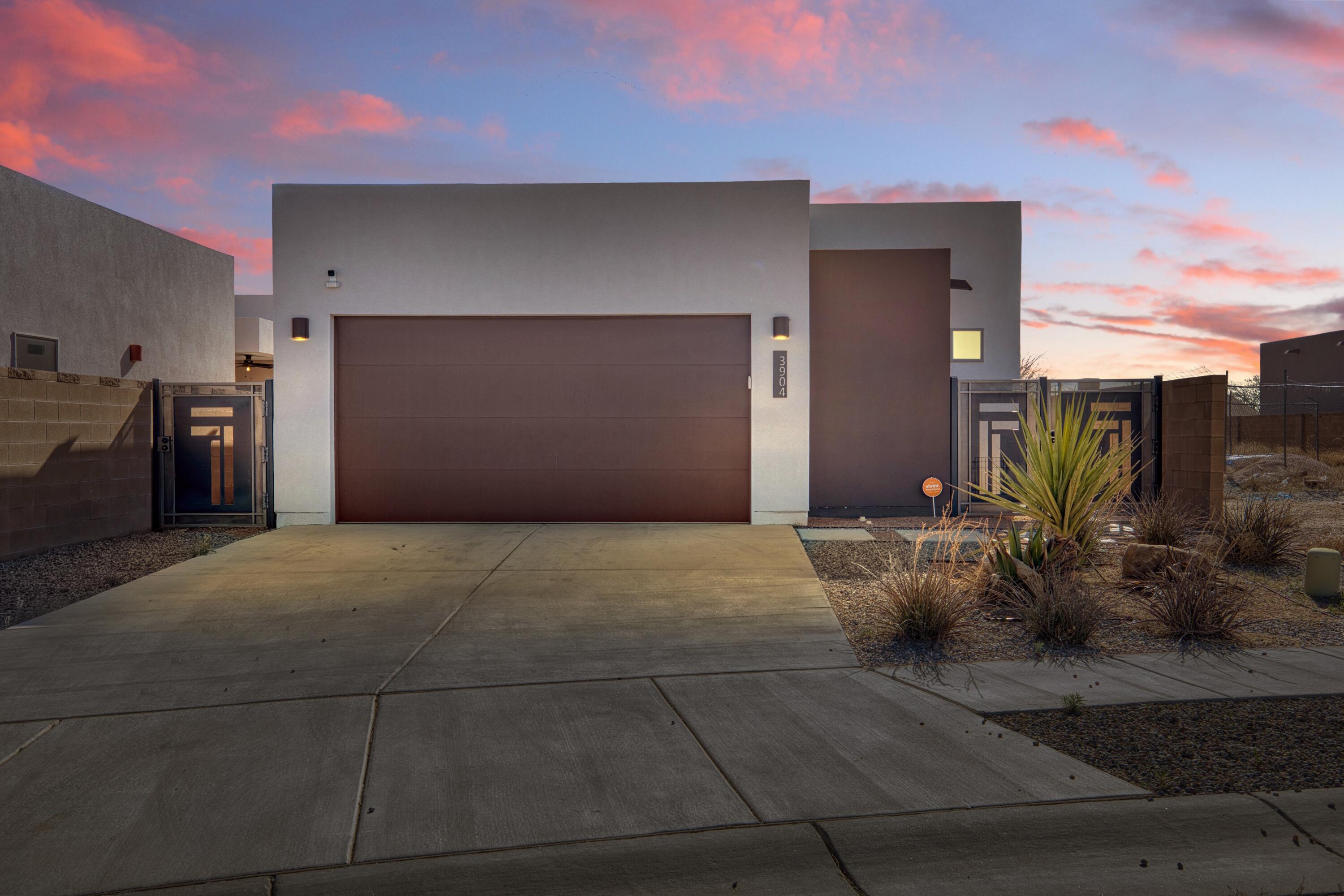 Discover modern elegance in this stunning single-story home in the sought-after Villa Senderos Subdivision. Designed to impress, this home is bathed in natural light, with clerestory windows enhancing its contemporary charm. The modern kitchen features a versatile island with the option to add high-top bar seating. Retreat to the spacious primary suite with a spa-like soaking tub and ample closet space. Generously sized bedrooms ensure comfort for all. A versatile bonus space with built-in shelves and a desk offers flexibility for work or play. Step outside to a covered back patio with an outdoor ceiling fan, ideal for relaxing year-round. Don't miss this gem--schedule your private tour today!
