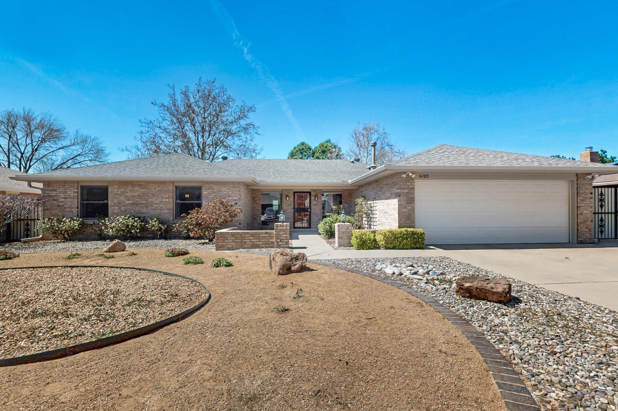 Nestled in the desirable Academy Estates neighborhood, this single-story, all-brick home offers 2,387 sq. ft. of thoughtfully designed living space, combining modern amenities with timeless charm. Featuring a large great room, 3 spacious bedrooms and 2.5 baths, this home is designed for comfort and entertaining. Step inside to an open great room highlighted by a custom stone fireplace and wet bar, creating an inviting space for gatherings. The formal dining room includes a convenient service area, perfect for hosting. The eat-in kitchen is equipped with a breakfast bar, ample countertop and cabinet space, built-in oven and microwave, trash compactor and gas cooktop. Retreat to the primary suite,  complete with two walk-in closets, dual vanities, a relaxing jetted tub, and... See More
