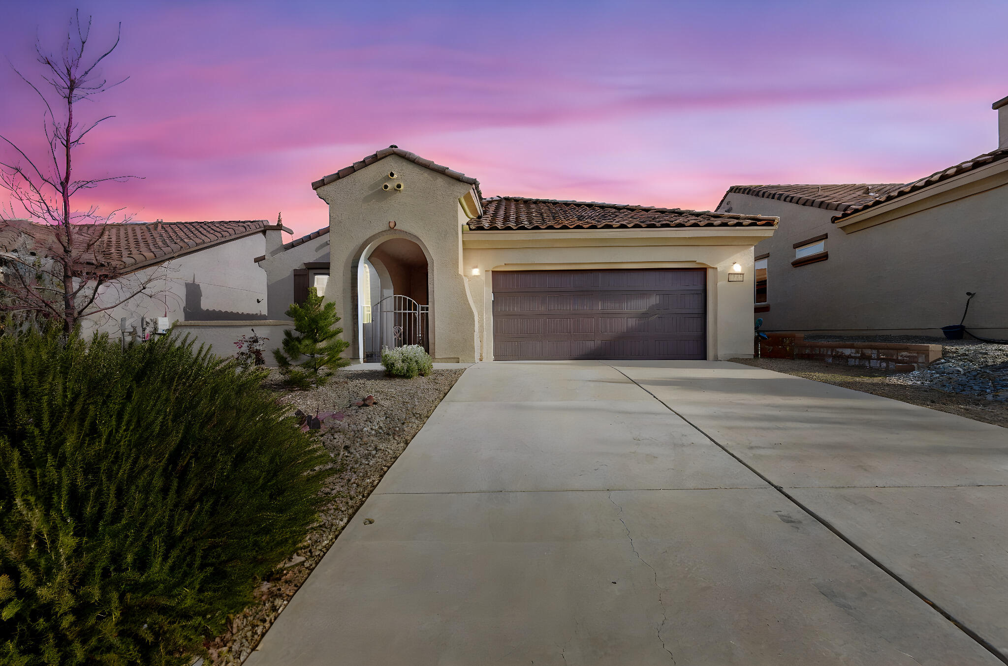 Del Webb 55+ Community! MOVE IN READY One story home with a forever Mountain View! BEAUTIFUL GRANITE FROM ARIZONA TILE INSTALLED MAY 2ND AT KITCHEN ISLAND AND COUNTERTOPS!!! Home has 1835sf, 2 BR's Plus an Office/Den or Third BR!!  You'll love the early morning views w/occasional Hot Air Balloons drifting by!! All Appliances Stay! Custom Iron Security Door! NEW CARPETING IN BOTH BEDROOMS AND CLOSETS(Dec 24)! ELASTOMERIC STUCCO ENTIRE EXTERIOR(Nov 24)! Built-in Gas Fireplace on the back patio! Plantation Shutters!  Insulated garage door! The courtyard has nice pavers & is gated. Professionally landscaped front & back. You'll love the views from the Living Room, Dining Room & Back Patio! Enjoy the Sandia Amenity Center!! Pickle Ball, Tennis Courts & so much more!