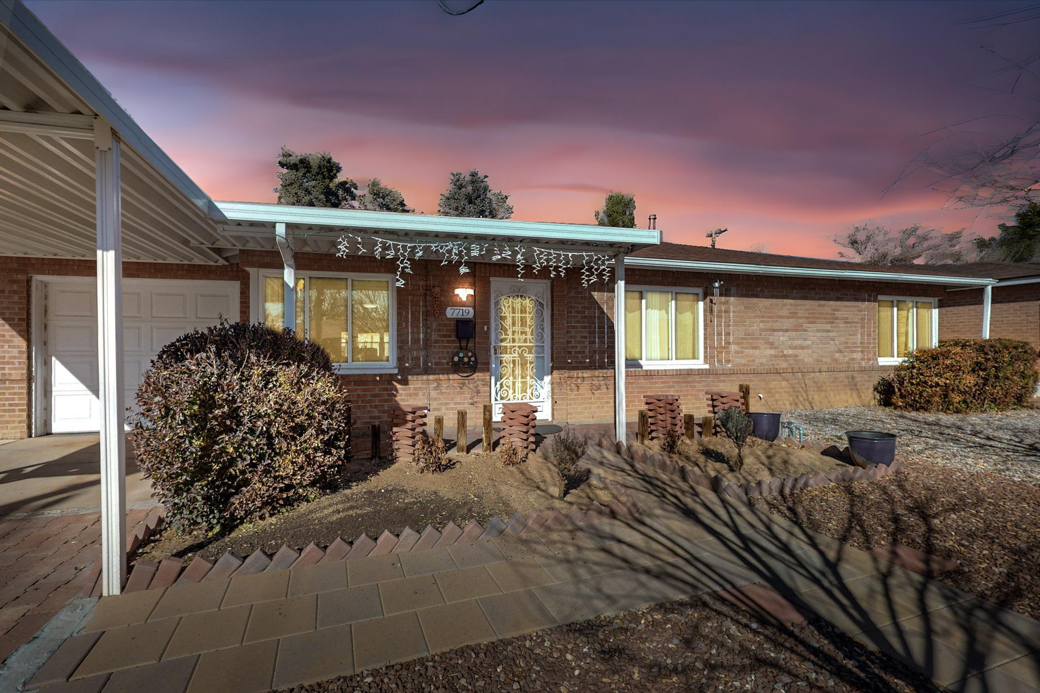 NE Heights gem! Meticulously cared for SUPER clean home with ceramic tile floors, updated kitchen and baths: one includes a luxurious walk-in tub. Newer windows and mini-splits throughout offer comfort at your fingertips for these chili nights and warm days. Delightful sunroom offers space for exercise equipment or just sipping that morning cup of coffee. Enjoy easy-care Southwest landscaping, a fantastic shop/shed, and beautiful fruit trees in this peaceful backyard setting. Just seconds from shopping, schools, and entertainment. A must-see!