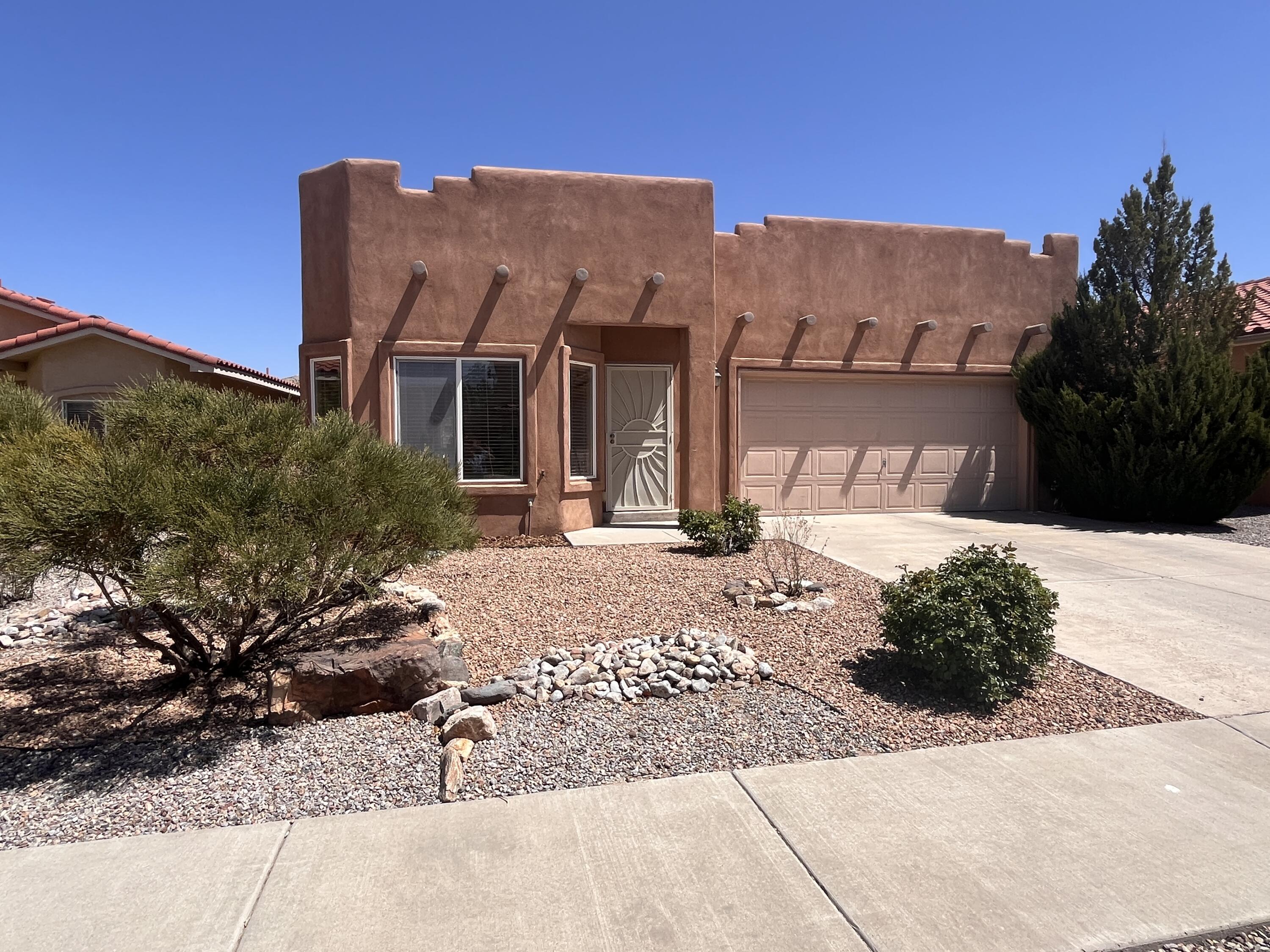 Beautifully maintained inside and out with excellent curb appeal.  Smart floor plan with living area open to the dining area and kitchen.  Light and bright with raised ceilings. Lots of storage in kitchen.  Refrigerator, washer and dryer stay.  Granite counter tops with inlaid stainless steel sink.  Kitchen door opens to covered/open patio with attractive landscaping: perfect for outdoor enjoyment and entertaining. Automated sprinkler/drip system. Water heater less than 2 years old. Quiet street.  Move in condition.