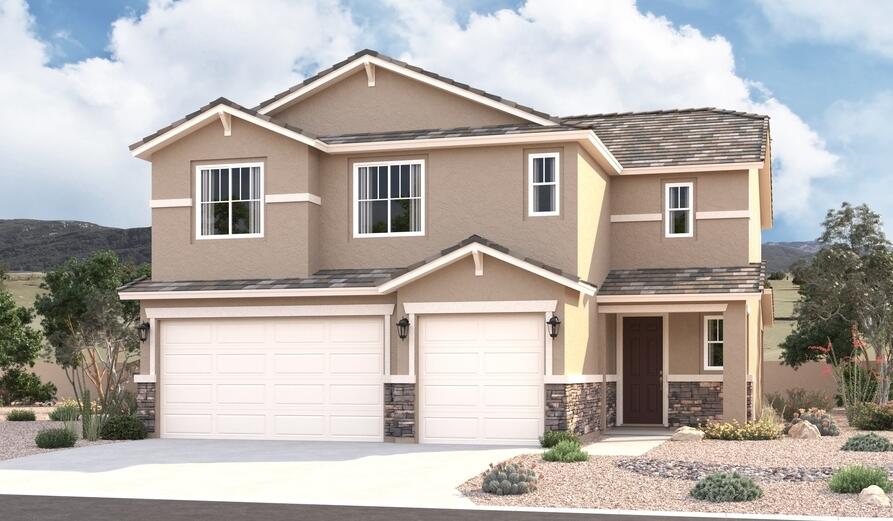 The inspired Yorktown plan offers two stories of thoughtfully designed living space. An open-concept main level boasts a charming morning room, a generous great room with an adjacent covered patio, and a well-appointed kitchen offering a large island and a walk-in pantry. A convenient bedroom and bathroom round out this floor. Upstairs, you'll find a laundry, an airy loft, and four bedrooms, including a beautiful primary suite with an immense walk-in closet and a private bath with double sinks. Designer-curated fixtures and finishes are included.