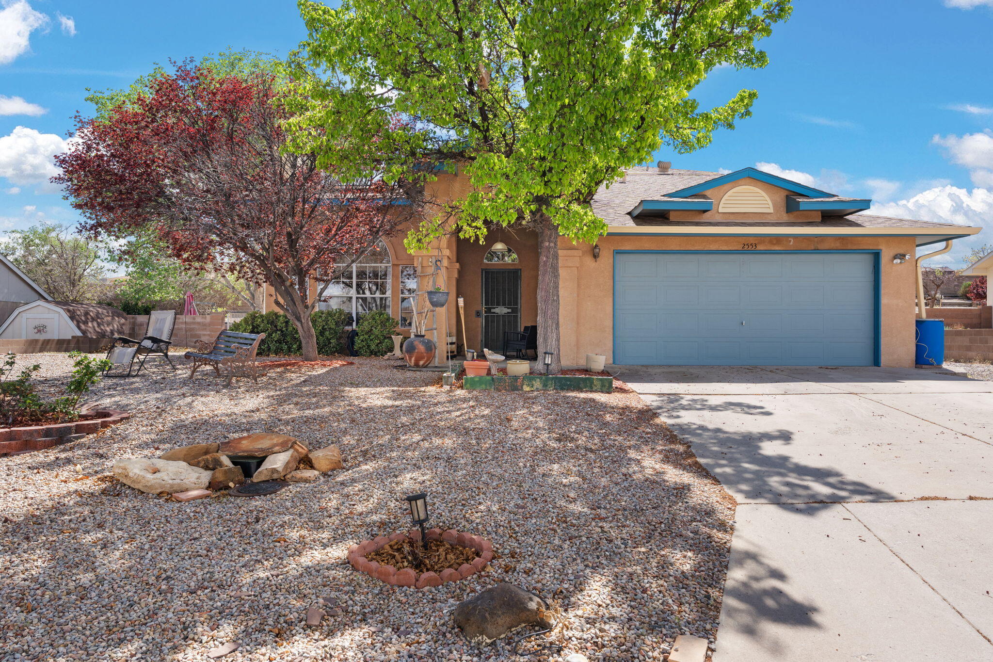 Home inspection complete, most repairs done! BRAND NEW ROOF at closing with acceptable offer!!   Remodeled kitchen (2024) with custom cabinets, granite countertops, pantry, newer appliances, tile floors. Great Room features high vaulted ceilings, newer pellet stove, wood like floors, adjoining dining room for family gatherings.RV SPACE, BACKYARD ACCESS, generous shed, hot tub, gazebo, above ground pool, covered patio, garden area, large backyard with unlimited possibilities! Primary suite down features walk in closet, double sinks, garden tub and separate shower. Newer furnace and hot water heater (2023). Solar panels, lease to own, monthly runs 100.00 to 150.00,  Washer, dryer, and fridge covey.