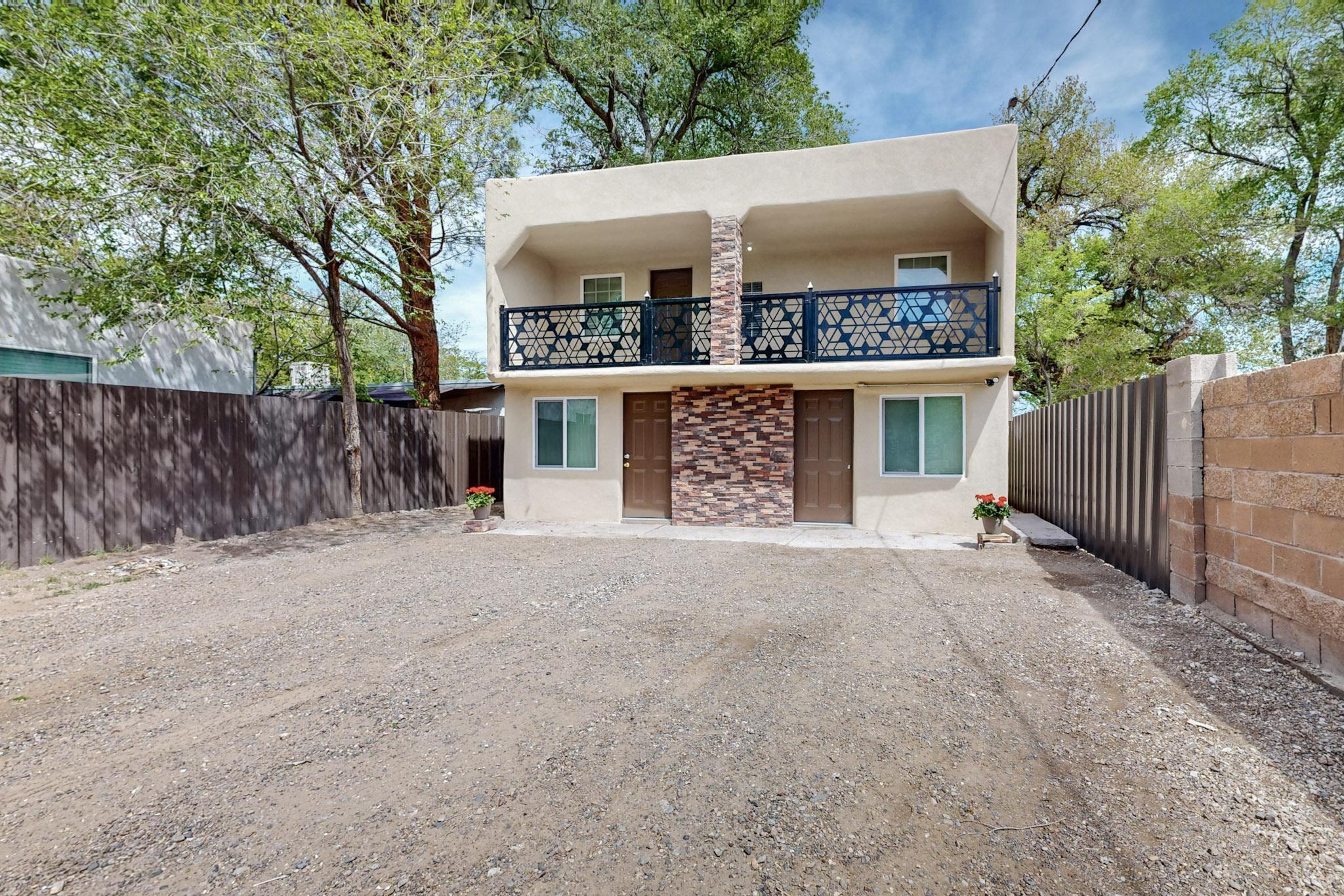 Welcome to this new beautiful MODERN home! Nestled in the heart of the south valley located right next to multiple restaurants, historical sites and 10 minutes from the Albuquerque bio park.This home has been completely remodeled! NEW granite countertops, NEW custom cabinets, NEW electrical, NEW synthetic stucco, NEW REFRIGERATED air and heat split systems! This also offers ample space! with a front yard that is able to comfortably fit approximately 9 vehicles! A backyard that us shaded by beautiful mature trees. A clean slate open to your imagination! all beautifully enclosed by an over 6 foot tall pro-paneling fence and a custom imported gate! Dont miss out on this amazing opportunity! place an offer today!