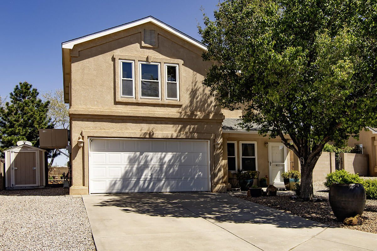 Welcome Home to La Cueva Oeste! This one owner home with great room floor plan will mesmerize you with beautifully landscaped back patio and yards complete with bubbling brook fountain, shade trees & extra storage. Bright open kitchen with island seating bar, ambient lighting and surround sound - indoors, outdoors and in garage - will keep you entertained & ready to relax. Formal dining room greets you and as you head upstairs you'll find an additional bonus space perfect for home computer station, homework headquarters, gaming den or reading & relaxation spot. The main bedroom is generous with spacious walk in closet. Plenty of room for exercise equipment  or entertainment center - this remodeled en suite with double vanity is a stunner! Complete with private water closet & linen closet