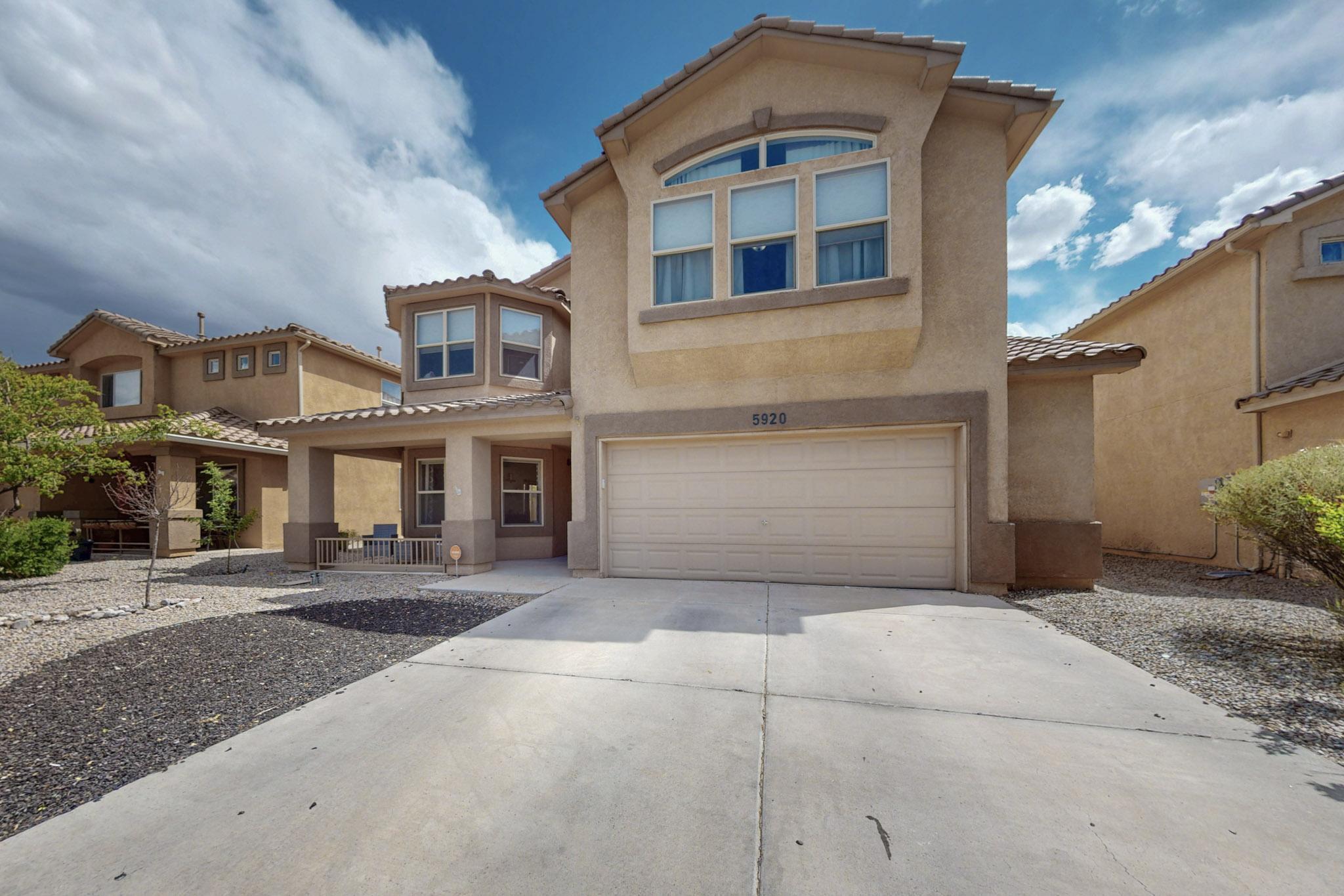 Just listed in NW Albuquerque! Come take a look at this stunning 4 bed 3 bath home located in a highly desirable Rancho Encantado neighborhood. Step inside and enjoy 2 spacious living areas, perfect for entertaining. Beautiful kitchen with stainless steel appliances and quartz counter tops. Oversized master bedroom and bathroom with garden tub. 2nd oversized bedroom perfect for guests. Home has refrigerated air. Landscaped backyard has a gas fire pit and built in bench. Just minutes from I-40, shopping and restaurants. Schedule your showing!