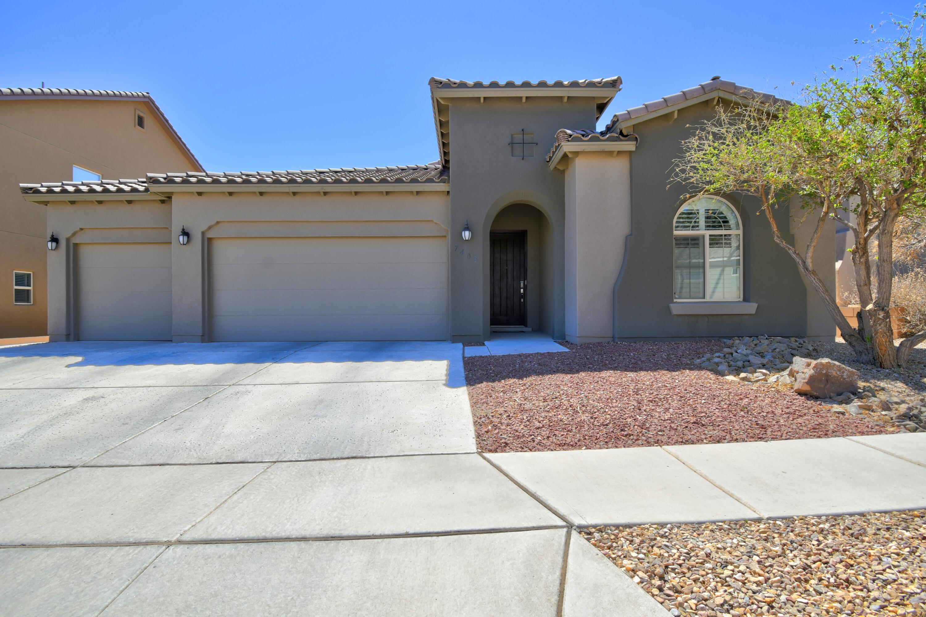 Welcome HOME! Seller is offering assistance with a rate buy-down for a better mortgage rate. This stunning Mediterranean single-story home in the desirable Trails Neighborhood blends modern luxury with comfort. You'll be greeted by a spacious great room that flows into a gourmet kitchen with a bar-seating island, nice pantry, upgraded cabinetry, beautiful granite countertops, a stylish tile backsplash & built-in appliances.The primary suite offers a spa-like retreat with a garden tub, luxurious walk-in shower, dual sinks & a generous walk-in closet. Enjoy your private backyard, perfect for entertaining, featuring a covered patio, wood-burning fireplace with no neighbors behind! Additional highlights include a 3-car garage, stylish window blinds, refrigerated air & upgraded lighting.