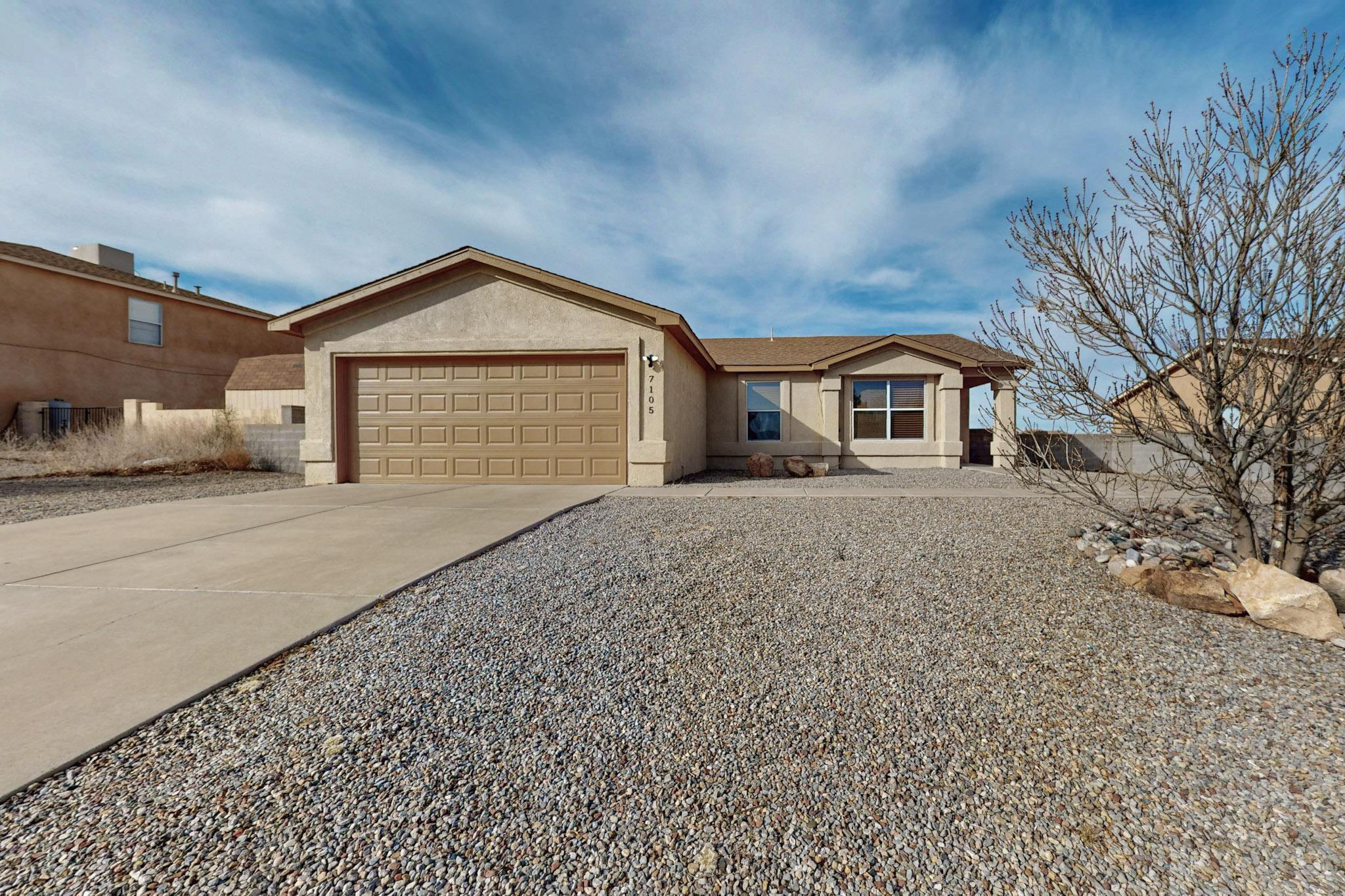 DON'T MISS THIS HOME! NEW ROOF SCHEDULED TO BE INSTALLED BY APPROXIMATELY MAY 15TH!Well priced single story in serene Enchanted Hills community. Desirable Rio Rancho school district, conveniently located for ease of commute; just minutes from popular dining, shopping, and Walmart, Albertsons, Sprouts Farmers Market, Tamaya Resort, Santa Ana Casino, The Block, Turtle Mountain Brewery. Open concept floor plan boasts vaulted ceilings, cozy gas burning fireplace, large covered patio and abundance of natural light throughout. Features owner suite with walk in closet and spacious secondary bedrooms. Large homesite backing up to open space with potential for side yard access. Schedule your tour today! This home won't last!