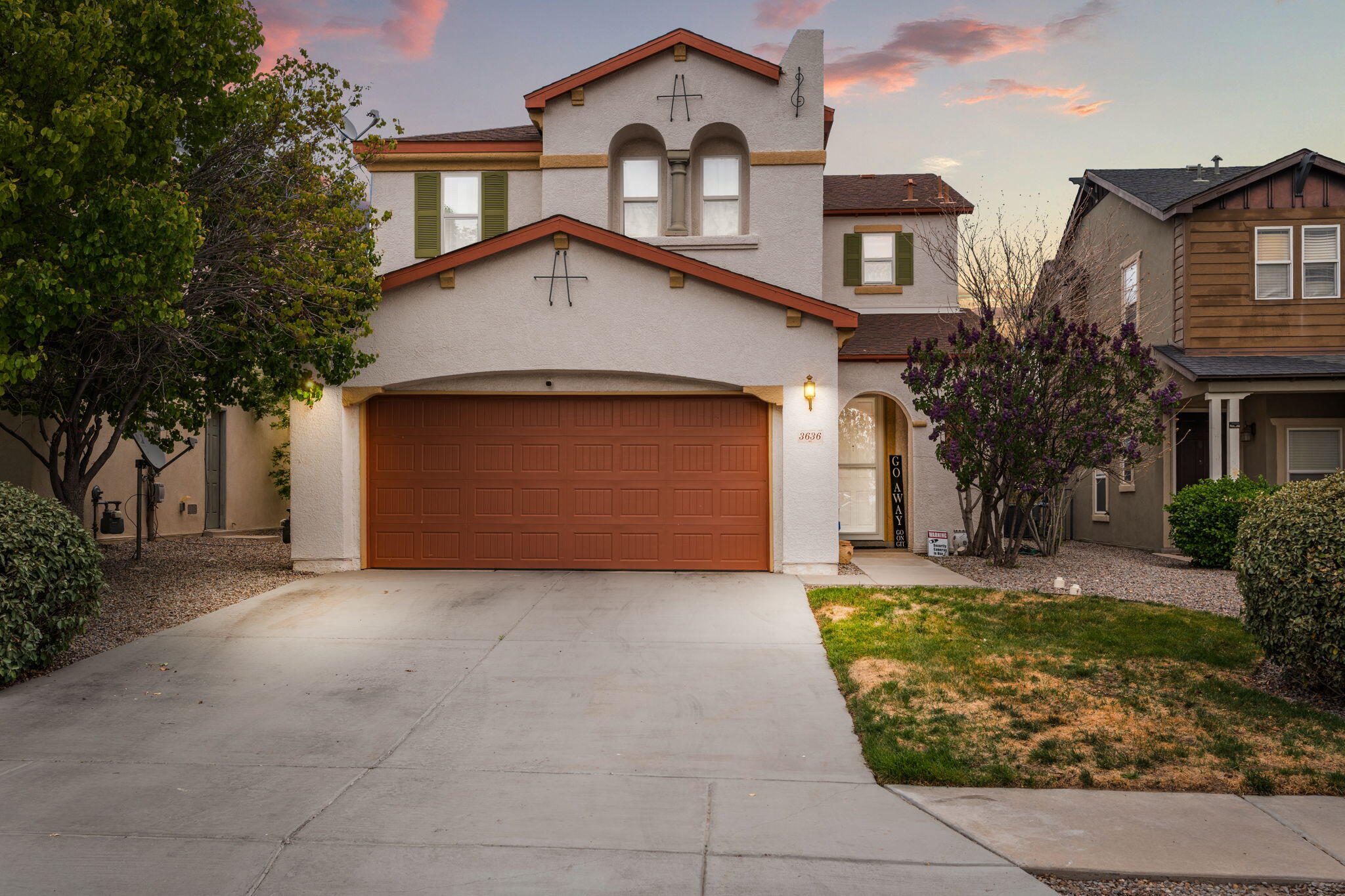 Beautifully updated 3-bed, 3-bath home in Northern Meadows with stunning Sandia views! Recent 2024 upgrades include LVP flooring downstairs, new kitchen appliances, water filtration & reverse osmosis, ceiling fans, turf, rock topping, hard-top gazebo, and a 6-8 person hot tub. Enjoy added outlets in the garage & 220V on the patio. Spacious loft offers flexibility, and the primary suite provides a peaceful retreat. Close to parks, trails, schools, and shopping. Move-in ready with all the major improvements already done--just unpack and enjoy your new lifestyle!