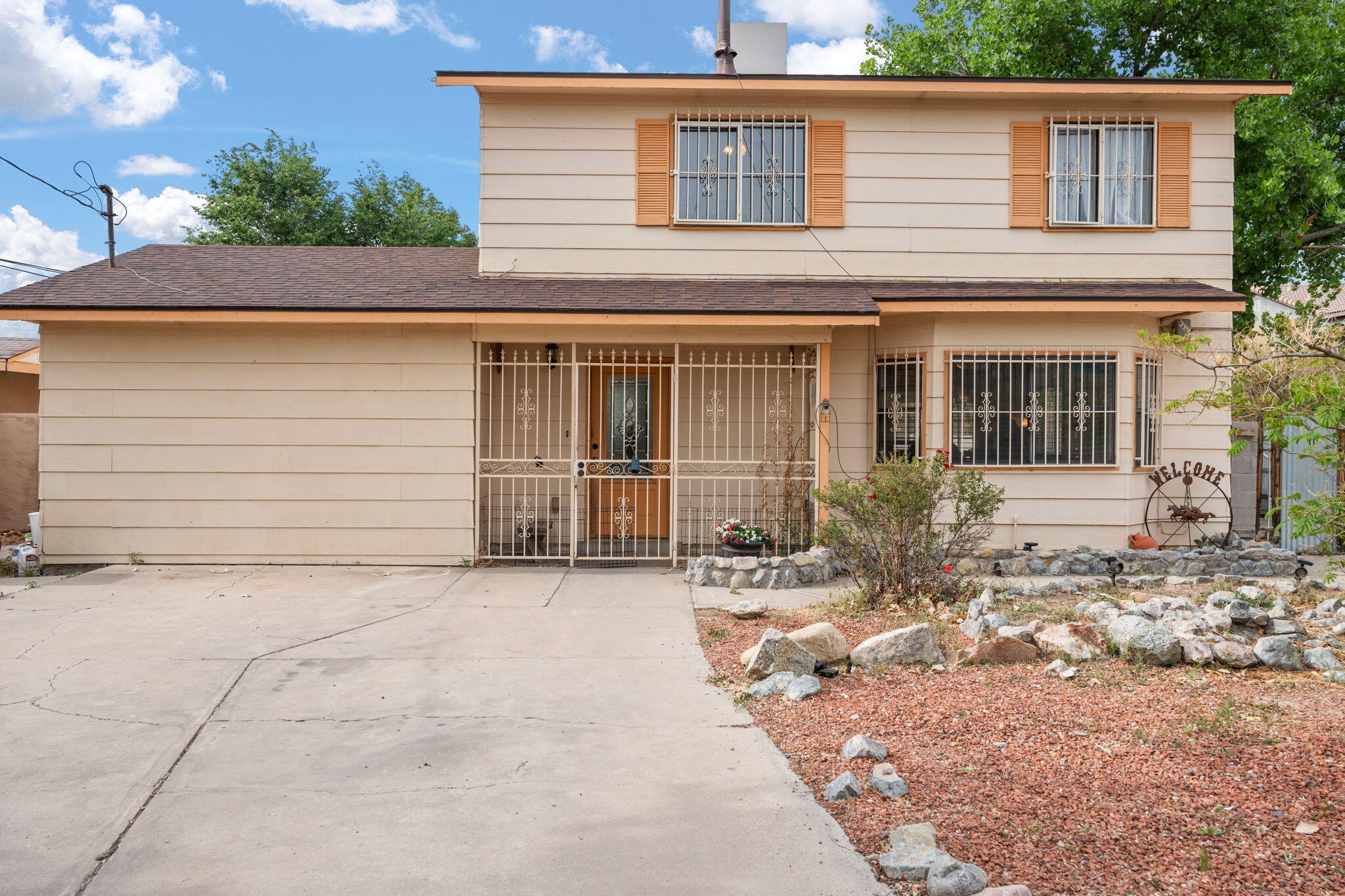Need space?  This SW Albuquerque property has it!  Starting with the 4 bedroom, 2 1/2 bathroom home, updates include newer kitchen cabinets with granite countertops, tile and laminate flooring through out the house, updated bathrooms, newer water heater and a new roof that was installed in 2021.  Walk out to the large backyard for a great place to entertain! Large yard with an inground pool, spa and a pool house for guests to change!  Need space to store equipment or maybe build a casita?  There's side yard access to a large space semi-hidden from the main backyard.  The possibilities are endless!  Come check it out today!
