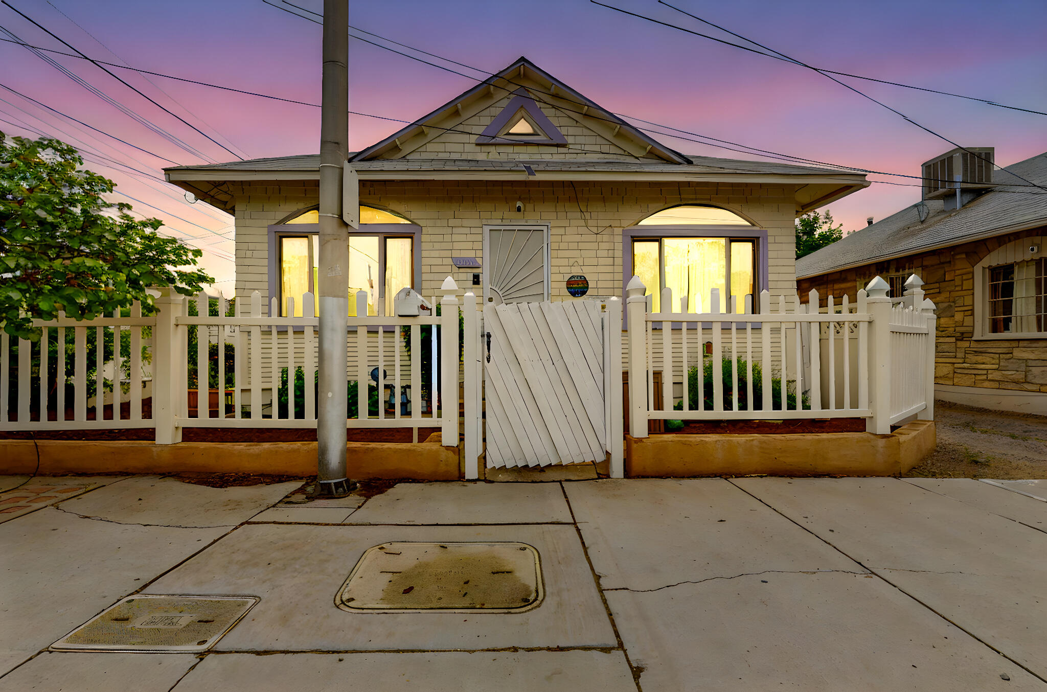 Charming bungalow in the Hunnings Highland Historic District. Quaint two bedroom and one bathroom 774 square feet. Conveniently located near downtown and nob hill. Refrigerated air, furnace, hot water heater all installed in 2021. Since purchased in 2021 a washer/dryer has been added to the back room. The kitchen sink and faucet has been upgraded. Bathroom vanity has been upgraded including a new sink and faucet. Hooded vent installed above the stove and fan installed in the bathroom. Ceiling fan has been installed in the bedroom. All of the light fixtures have been updated. New vinyl flooring recently laid throughout the house. The yard has fresh planting and new mulch. There are wisteria bushes with trellis and a bench in the front. A new cherry tree in backyard.