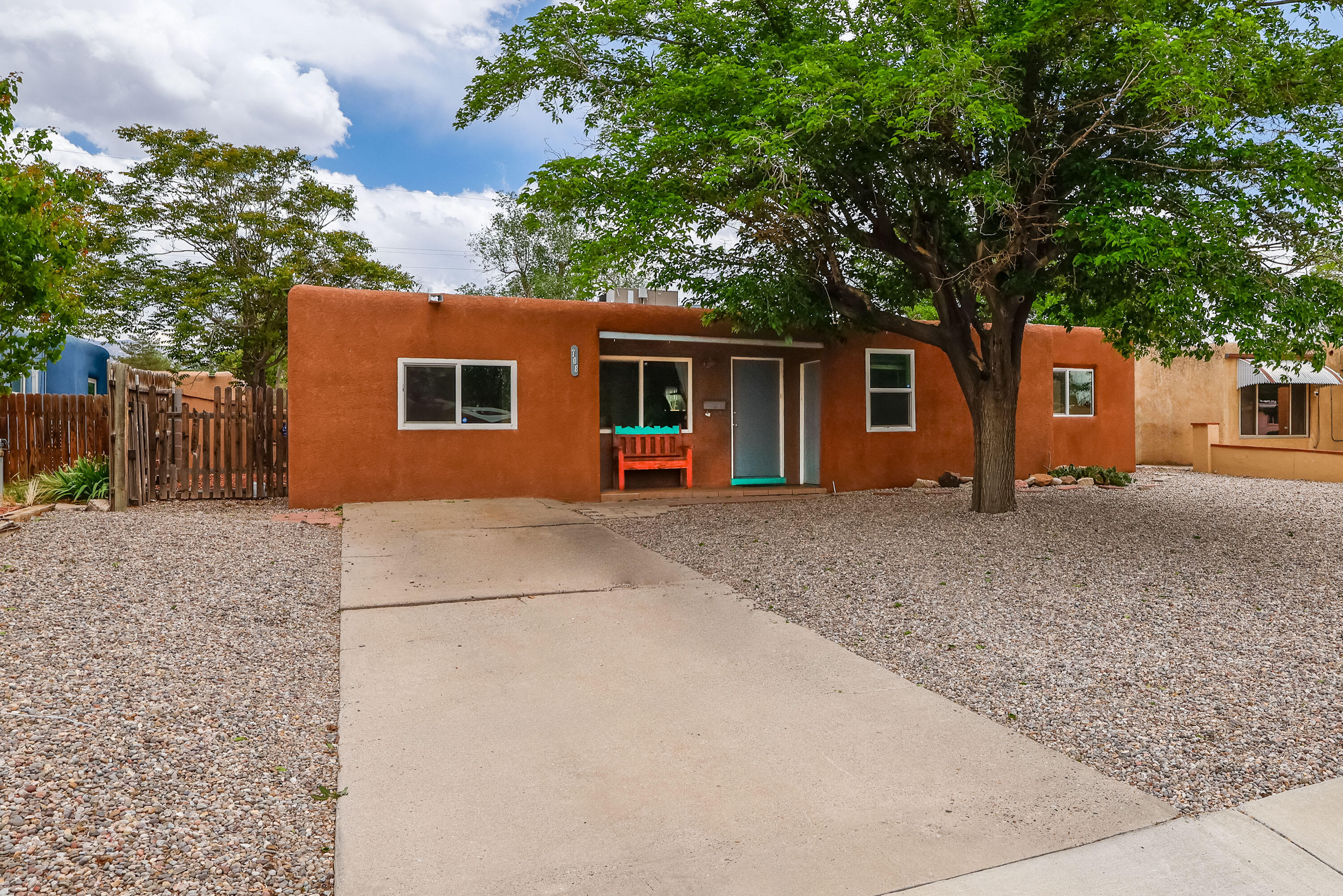 So clean! So Cute! Turnkey and ready to go! There is no doubt this one should be on your list!! So many nice upgrades and finishes, the kitchen has been done, the HVAC has been done, the windows have been done...flooring, lighting, etc.! the back yard is fantastic, has been fully landscaped and has a HUGE covered patio that is like a whole extra living room! 4 real bedrooms and 2 full baths makes living in this house easy peasy. All appliance convey which is a nice bonus! There is a very large secure storage in the back.  Close to public transport, this is an exceedingly convenient location close to the heart of the city and just a short distance to the base, Expo NM, uptown, downtown, and all the services and amenities of the Nob Hill district! Thanks very much for looking!