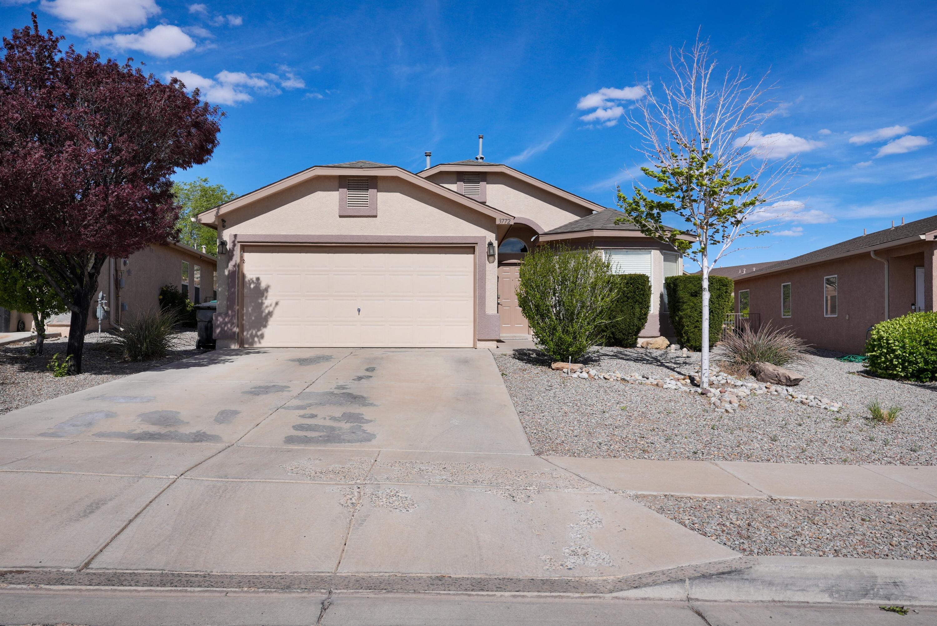 Looking for your dream home in Rio Rancho? This charming 3-bedroom, 2-bath gem might just be what you've been searching for! With a spacious open floor plan, it's perfect for both relaxing evenings and entertaining friends. You'll love the walk-in closets that offer plenty of space for all your wardrobe favorites--no more cramming things into tiny spaces! Step outside to your beautifully landscaped backyard, where you can unwind on the patio, enjoy the lush grass, and admire the trees that add a touch of nature to your daily life. Plus, the retaining wall gives it that extra bit of flair while keeping everything nice and tidy. If you're ready to create some wonderful memories in a cozy yet stylish setting, this home is calling your name. Come take a look!