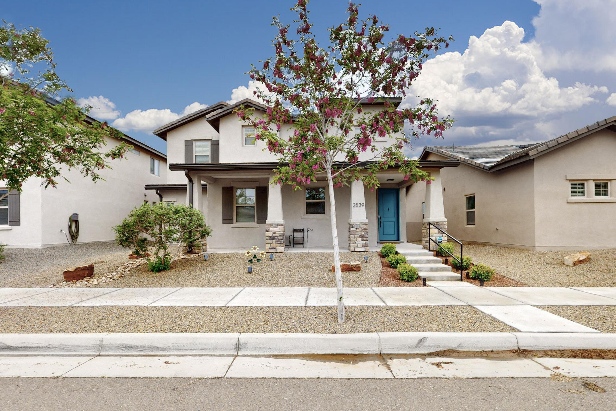 Welcome to this bright, beautifully designed move-in-ready home that boasts a thoughtful layout with contemporary finishes/upgrades. The main-level suite keeps daily life smooth, while the upstairs loft adapts to your changing needs. Entertain indoors and out, supported by energy-saving solar technology and rich amenities. Minutes from the Sunport, Netflix, and Isleta Amphitheater - ideal for travel, entertainment, and career opportunities.