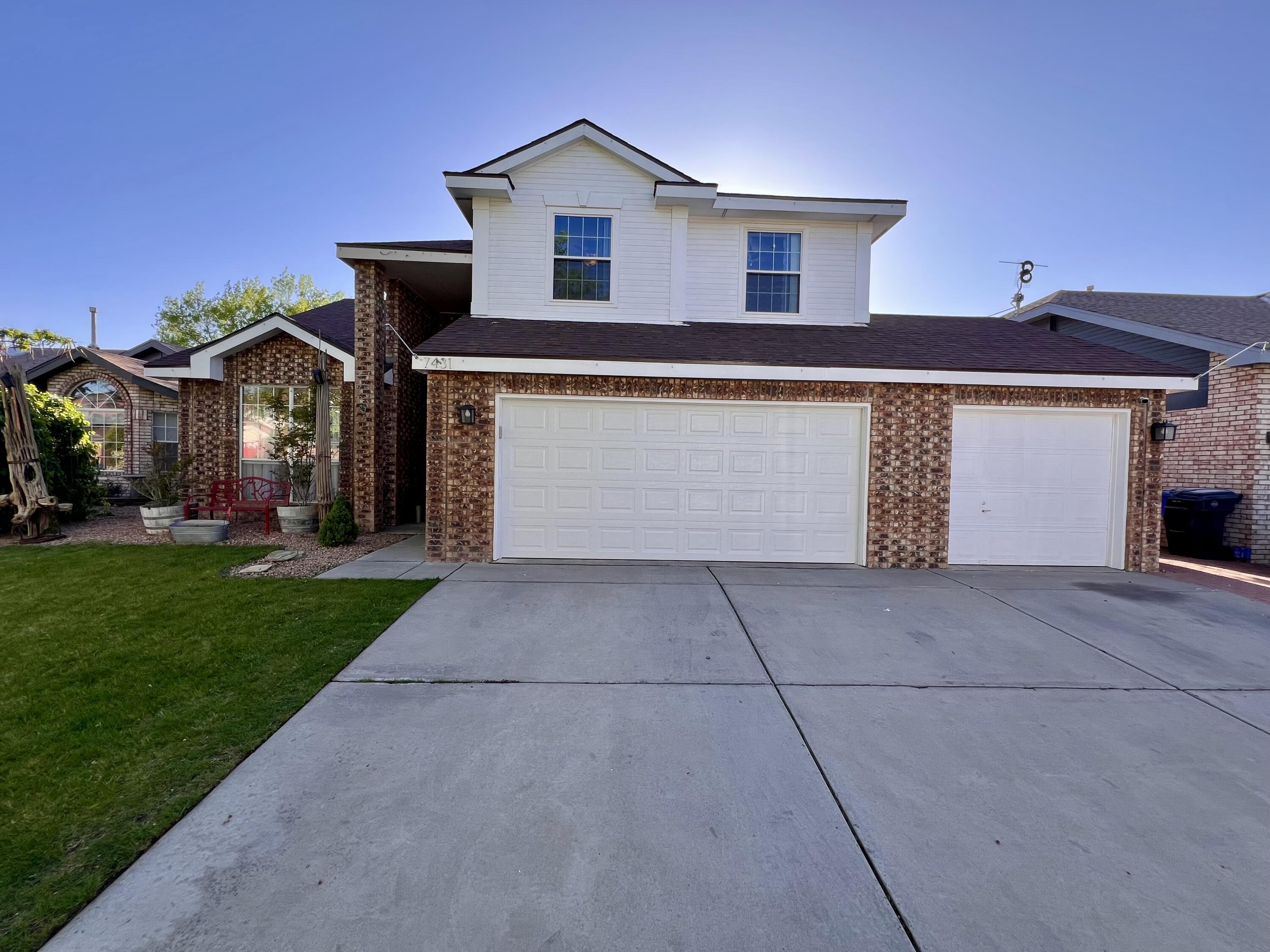 Welcome to 7431 Riverton Dr NW, a beautifully maintained 4-bedroom, 2.5-bath home in the sought-after Alban Hills neighborhood. With 1,915 sq ft of living space, this home features two living areas, a cozy fireplace, and a well-appointed kitchen perfect for everyday living. The true highlight is the backyard--an entertainer's dream with an oversized covered patio ideal for barbecues, parties, and family gatherings. The spacious, family-friendly yard offers plenty of room to play, relax, and make memories. A 3-car garage adds extra convenience and storage. Located near top-rated schools like Chamiza Elementary and Volcano Vista High, this home blends comfort, function, and fun. Don't miss it!