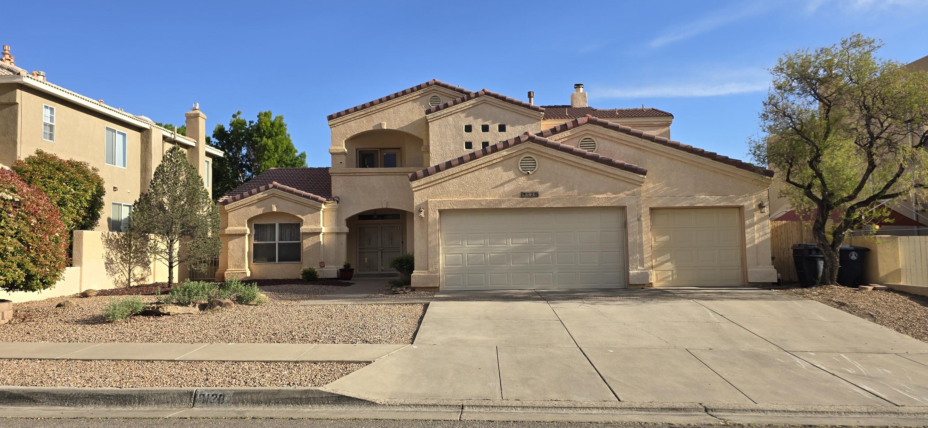 Discover your dream home in the Vineyard Estates of NE Albuquerque! This stunning home features 4-bedrooms, 3-baths, and an extended 3 car garage. The bright and open floorplan offers a soaring great room, new flooring in many areas, fresh paint, and many updates. The entertainer's kitchen features granite counters, stainless steel appliances and a 2nd entry out to the covered patio. Enjoy two gas fireplaces, including one in the master suite which also has it's own deck and a gigantic walk-in closet plus a bonus loft with views to the east. Step outside to a gorgeous backyard oasis with a refreshing gunite pool, hot tub, and covered patio ready for your summer entertainment. Schedule a showing today!