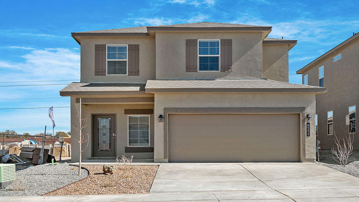 WE WELCOME BROKERS WITH OPEN ARMS! Come see our beautiful Stella floor plan in our brand-new Rio rancho Stonegate community. This floor plan is 4 bed 2 bath and features a beautiful kitchen with granite countertops, backsplash tile and, plenty of cabinets, The open concept kitchen dining and living space make this home ideal for entertaining, plus back yard features a covered patio and walled area. Large 5ft walk in shower in primary bedroom and double sinks make mornings easier. Primary located on main level and home features a Large laundry room.