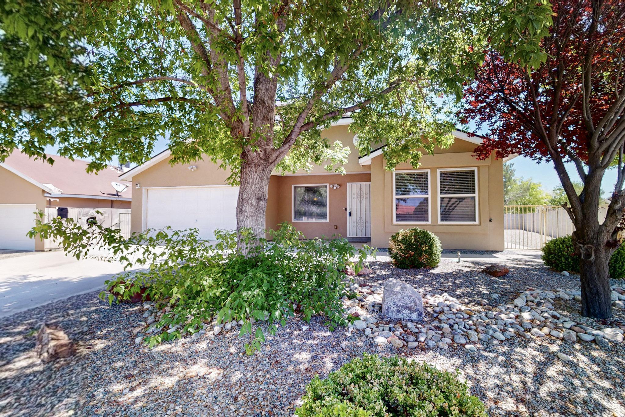 Cute home close to shopping.  Primary bedroom has a huge walk-in closet.  Desirable floorplan with other bedrooms separate from Primary.  This nice sized corner lot offers low maintenance yards and an apple tree in the back yard.