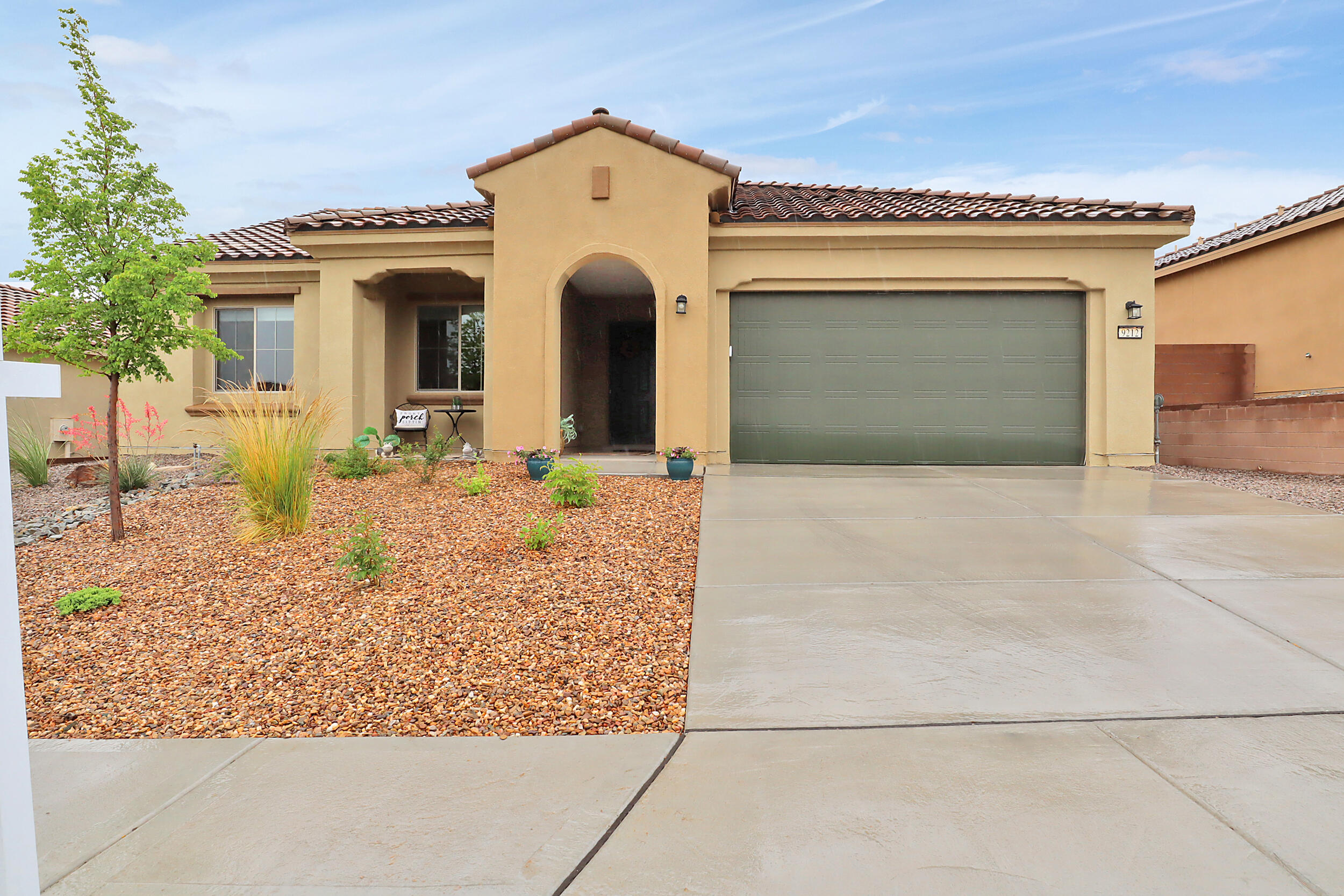 Look at these views! The front porch offers mountain views & city lights! This lovely home features a chef's dream kitchen that includes granite counters, a 6-burner gas top stove, and even a wine cooler/coffee bar. The primary bathroom is stunning with a large walk-in tiled shower and upgraded counter tops. Other upgrades include high ceilings, attractive manufactured wood floor in the living area, custom blinds, & an extra-large garage with enough room to store a golf cart. This home is located in Del Webb Mirehaven 55+ gated community where residents enjoy a clubhouse, a gym, swimming pool & spa, basketball & tennis courts, bocce & pickle ball courts.
