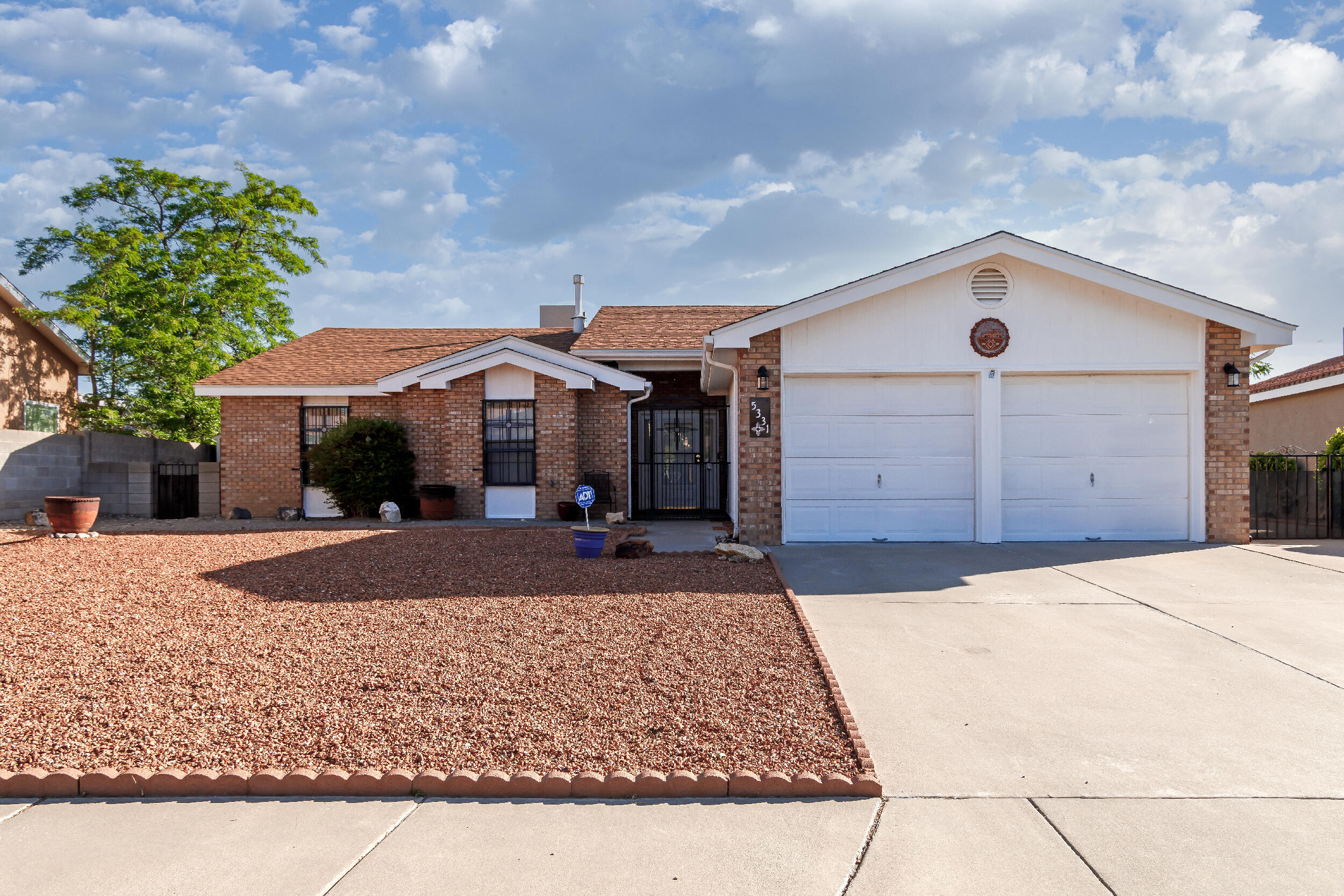 Single owner, well maintained 3 BR 2 Bath home in the well established/quiet Taylor Ranch neighborhood. The oversized backyard (nearly a 1/4 acre) is fully finished w xeriscape & mature evergreens, 2 covered patios , 2 storage sheds & side yard access w pull through gate. There is NO HOA so bring all your toys & hobbies to work on. The kitchen has been nicely appointed w granite countertops, plenty of cabinets & a pantry space. The kitchen opens up to the vaulted ceilings in the living room (newer carpet here) & dining room w doors to the covered patio. Open & bright primary BR also has doors to a covered patio. 2 more large BR & full bath w a spacious laundry room close by & newer tile. This one is a Taylor Ranch gem close to parks, schools, restaurants, shops.