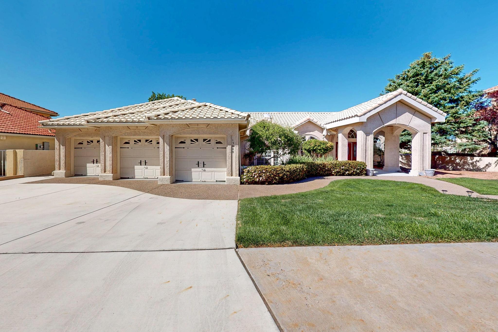 Welcome to this stunning custom single-level home (no steps) nestled on a quiet cul-de-sac in the Foothills with breathtaking mountain views. Thoughtfully renovated, this home features new kitchen counters and backsplash, luxury vinyl flooring throughout (no carpet), all-new lighting, hardware, hinges, and updated oven and microwave. Enjoy abundant natural light, tall ceilings, skylights, and expansive windows framing the mountain backdrop. The open floor plan includes 3 spacious bedrooms with walk-in closets, an office, 2 living areas, formal dining, and a kitchen nook. The primary suite offers a cozy reading nook, spa-like bath with two-way fireplace, jacuzzi tub, and scenic views.