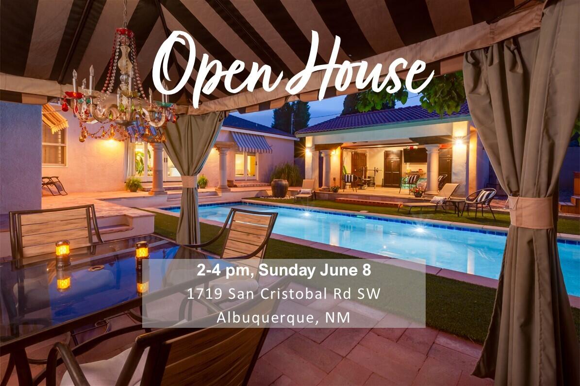 Timeless elegance in the heart of ABQ Country Club.Completely remodeled creating an open flowing floor plan between generous living, dining, den & kitchen spaces.Dramatic view to heated pool from kitchen & den. Kitchen w/island, gas range, stainless appliances,& brkfst nook. Primary bdrm is split from other bdrms & is a true retreat! Dressing area w/custom storage, walk-in closet plus walk THROUGH closet for boots, shoes & purses! Access pool from this peaceful space. Each addtnl bdrm has access to bathrm. 1 bedrm also accesses pool. Fantastic cabana space offers additional outdoor living options plus Japanese hot tub, outdoor fireplace & cooking area.Walking distance to Country CLub and beautiful tree lined medians. Holidays will include luminarias & glowing hot air balloons.