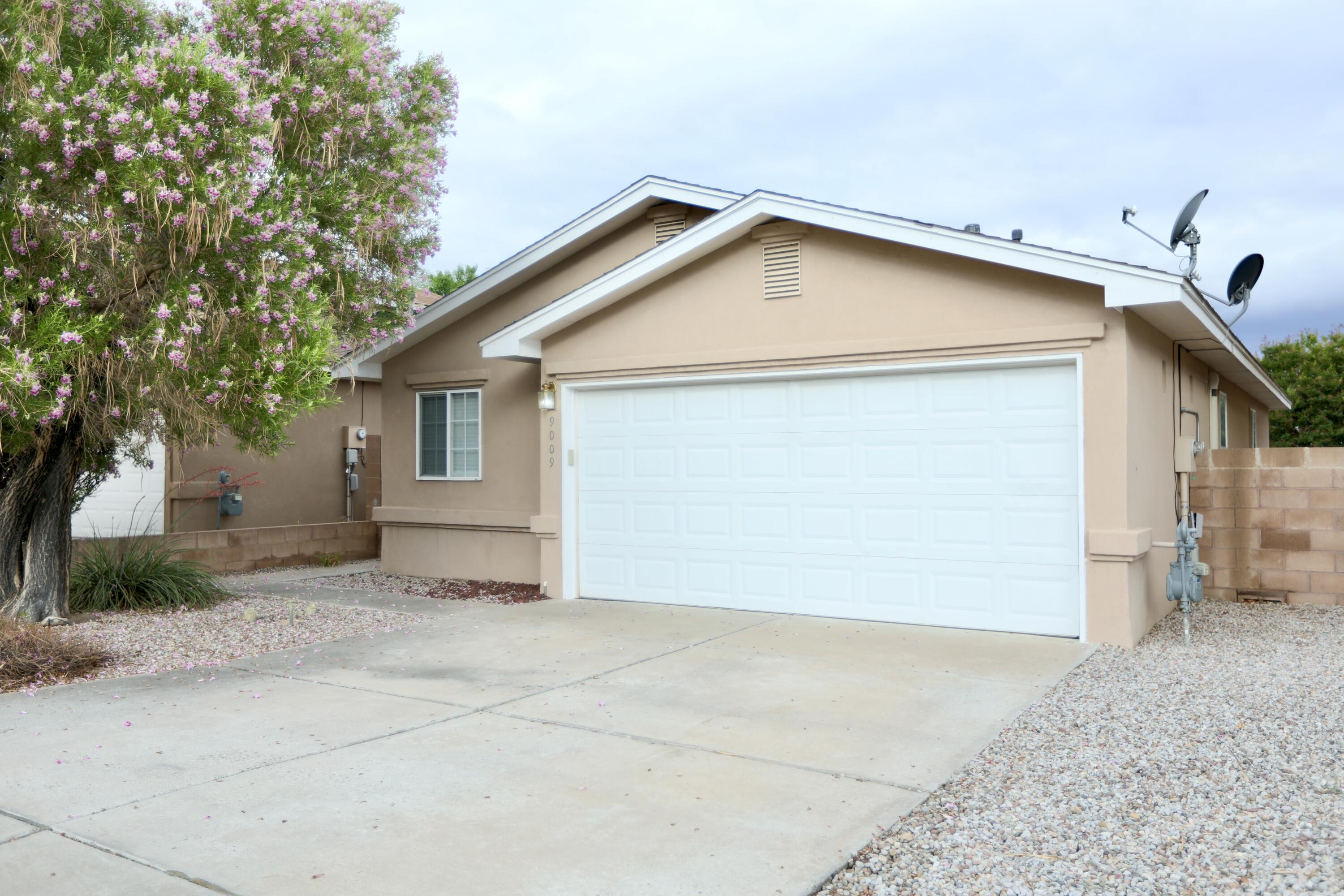 Charming Updated Home in Desirable NE HeightsBeautifully maintained one-story home with 3 bedrooms and 2 full bathrooms in a quiet, convenient NE Heights neighborhood. Thoughtfully designed floor plan with no wasted space makes the home feel open and spacious, even at under 1,300 sq ft. High ceilings and abundant natural light throughout.Kitchen features new granite countertops and a stunning view of the Sandia Mountains from the window. The great room includes a gas fireplace and walk-out access to a covered patio--perfect for relaxing or entertaining.Additional upgrades include:New granite countertops in both bathrooms /New vinyl plank flooring /Fresh interior paint /All-new blinds /Refrigerated air conditioning/Low-maintenance front and back xeriscaping